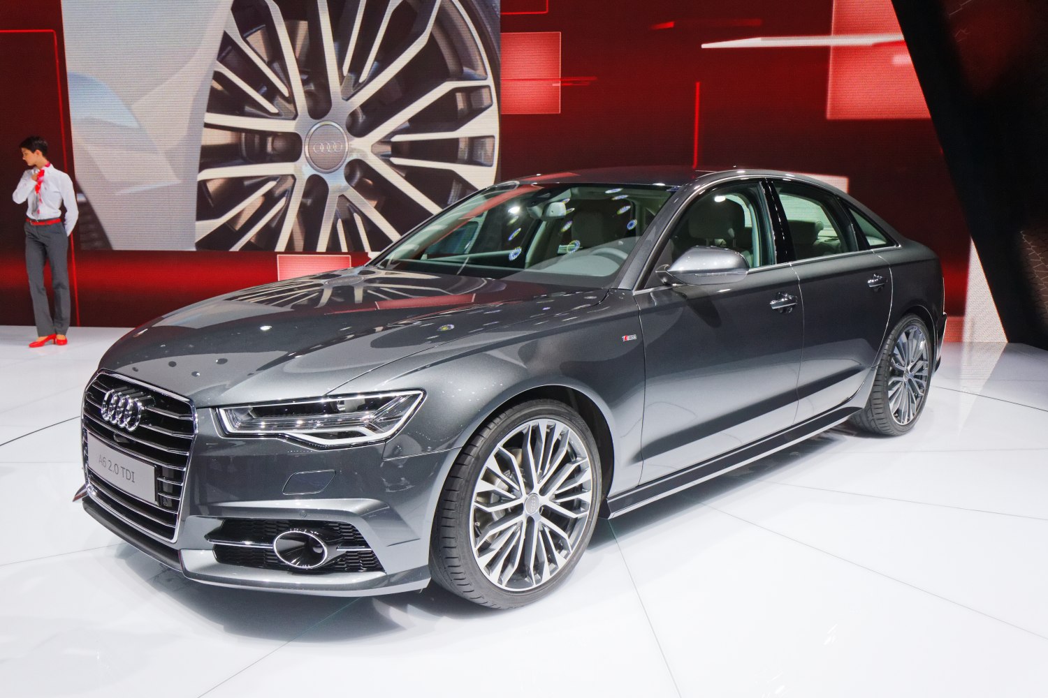 Luxury sedan with LED headlights and multi-spoke alloy wheels
