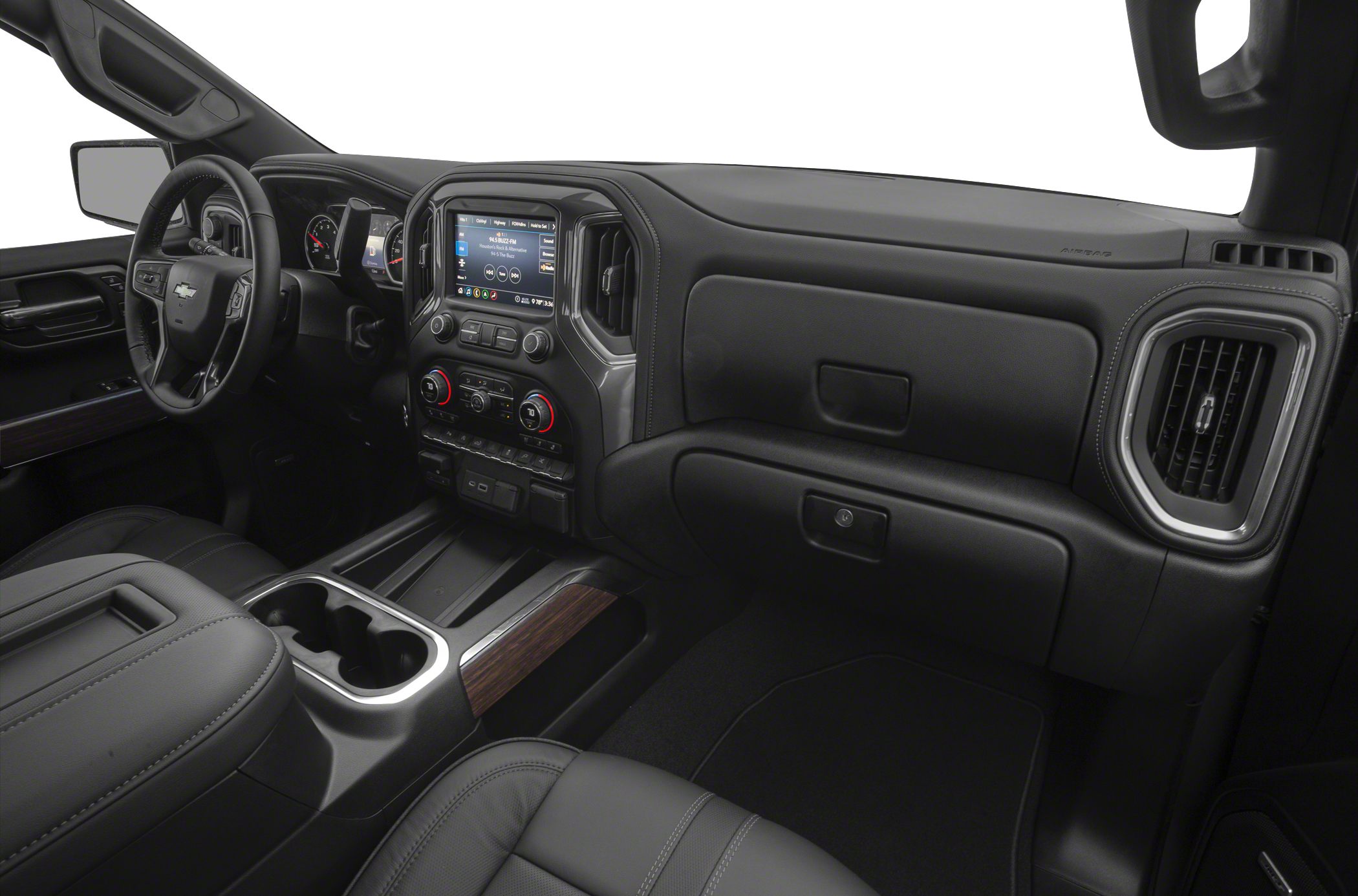 Interior dashboard and cabin with infotainment and climate controls