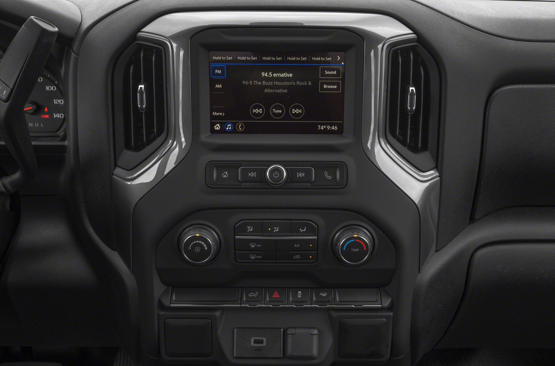 Center dashboard with touchscreen infotainment and climate controls