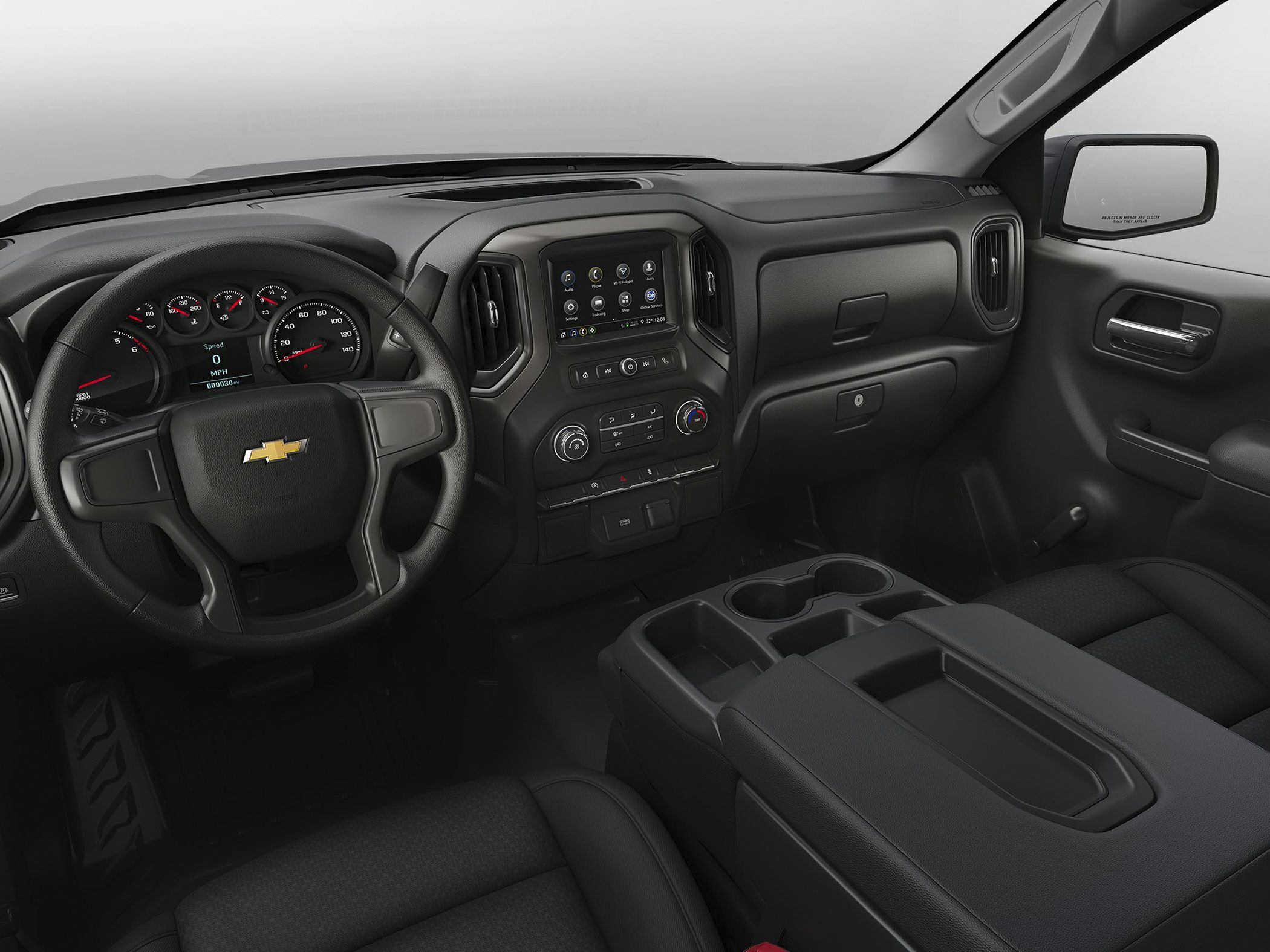 Dashboard and interior controls of a modern truck