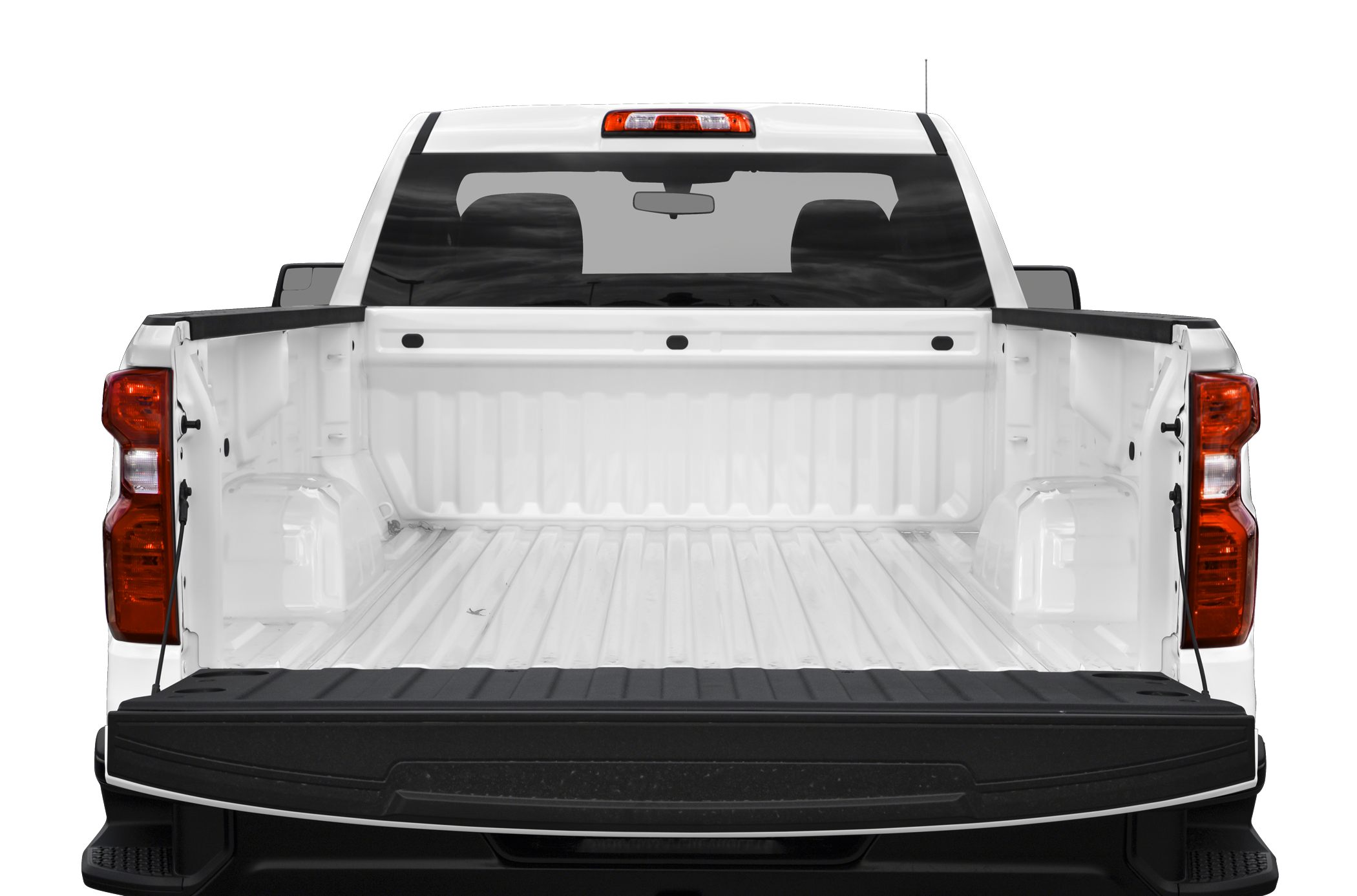 Open truck bed with tailgate down