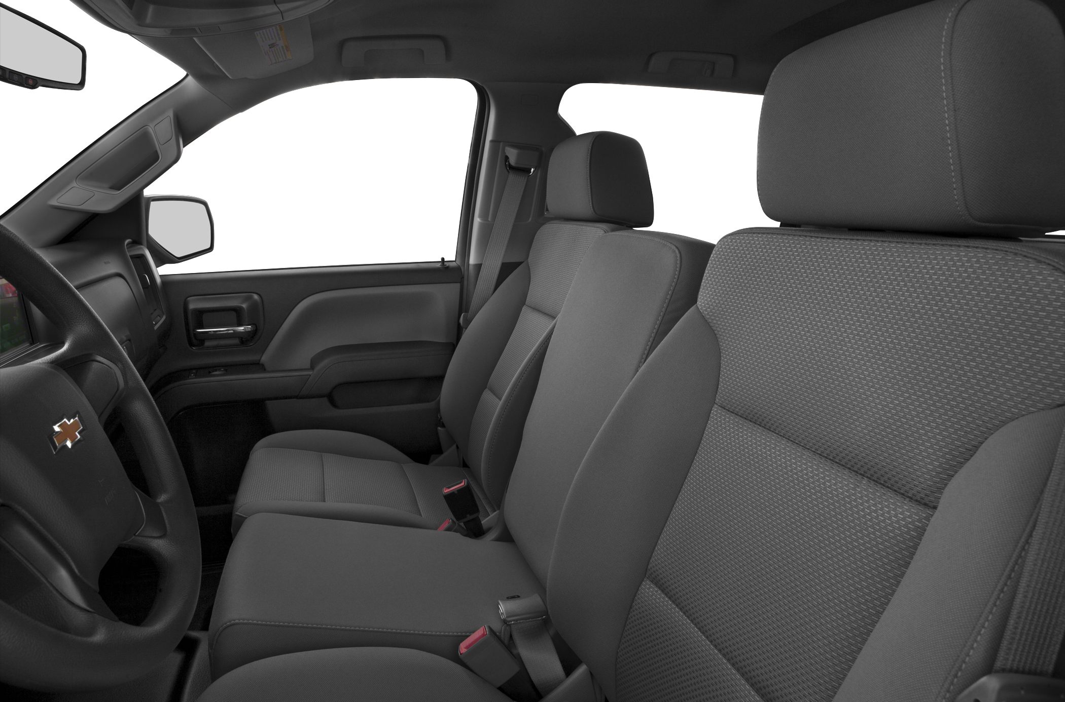 Spacious front seats and interior design with crew cab layout