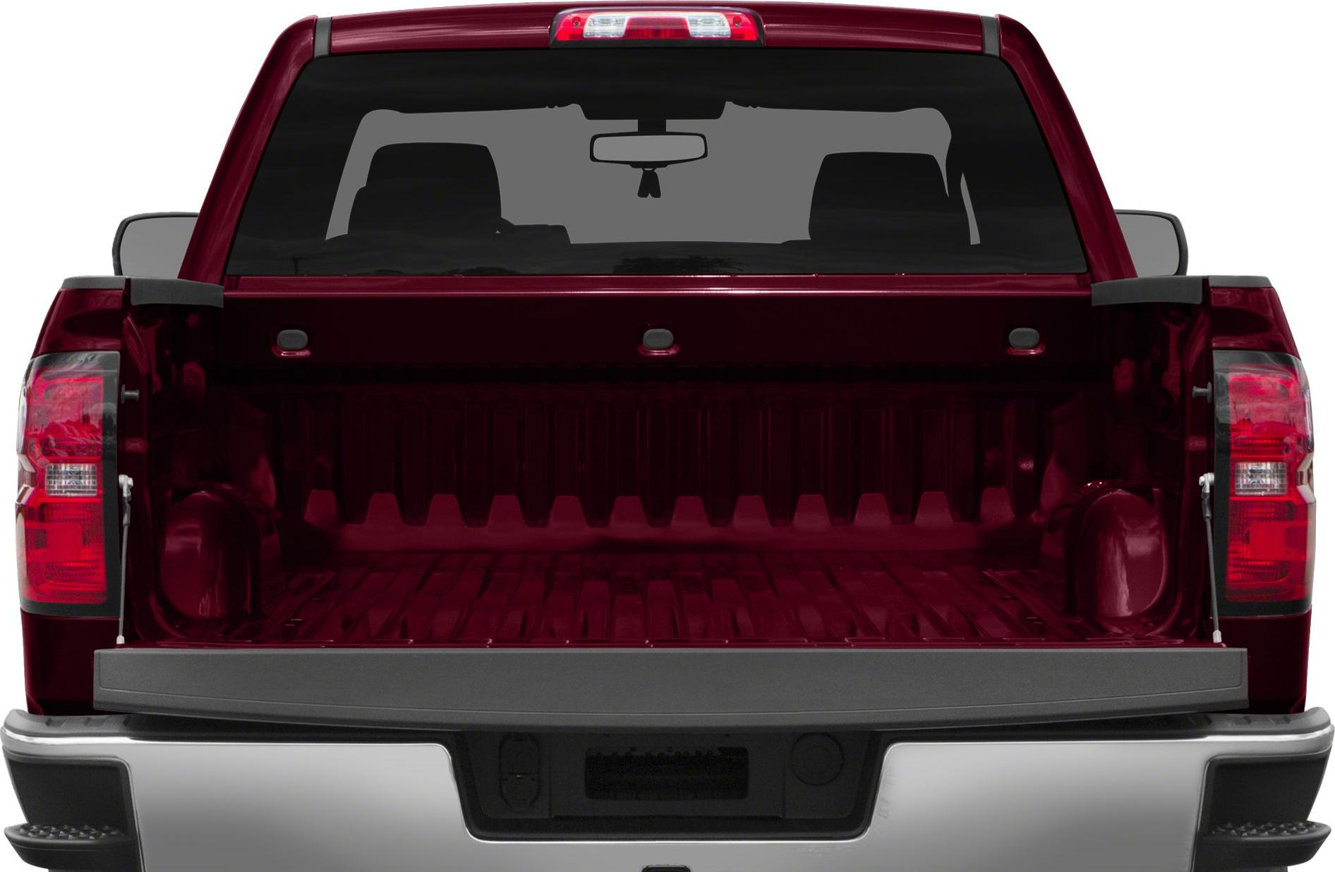 Open cargo bed with tailgate down and rear window visible