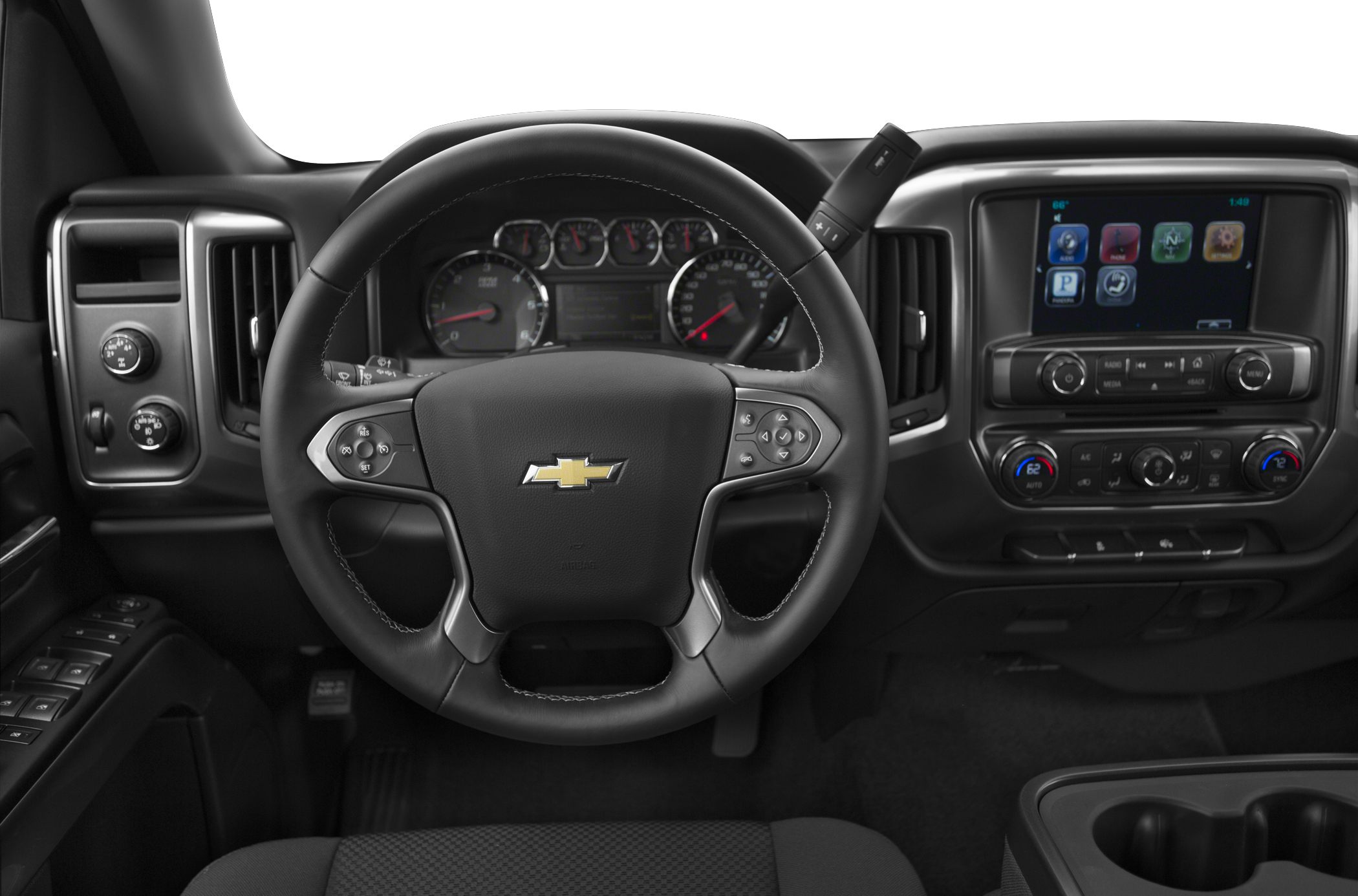 Steering wheel and dashboard with infotainment system