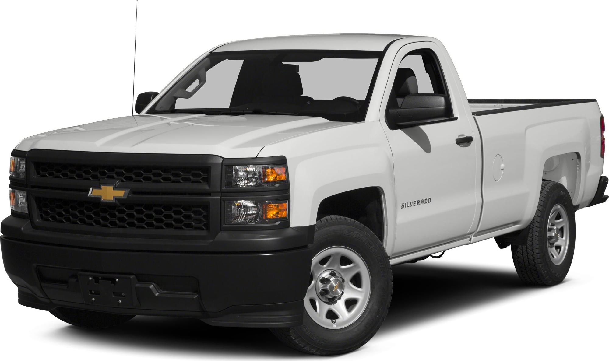 Front angle view of a single cab pickup truck with black grill