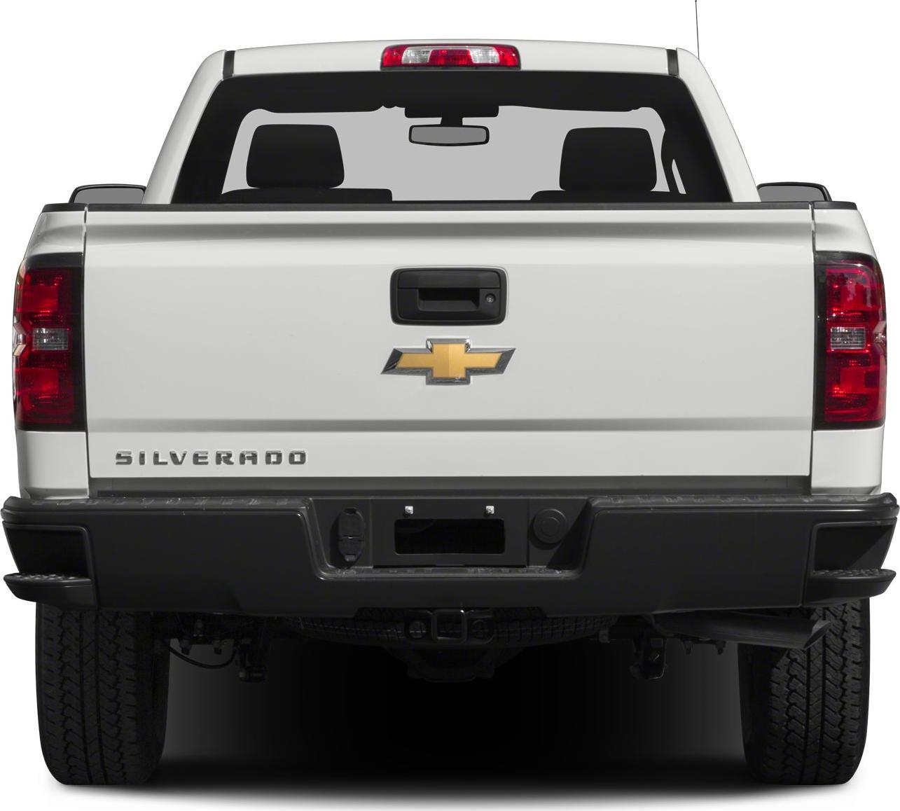 Rear view of pickup truck with tailgate and taillights