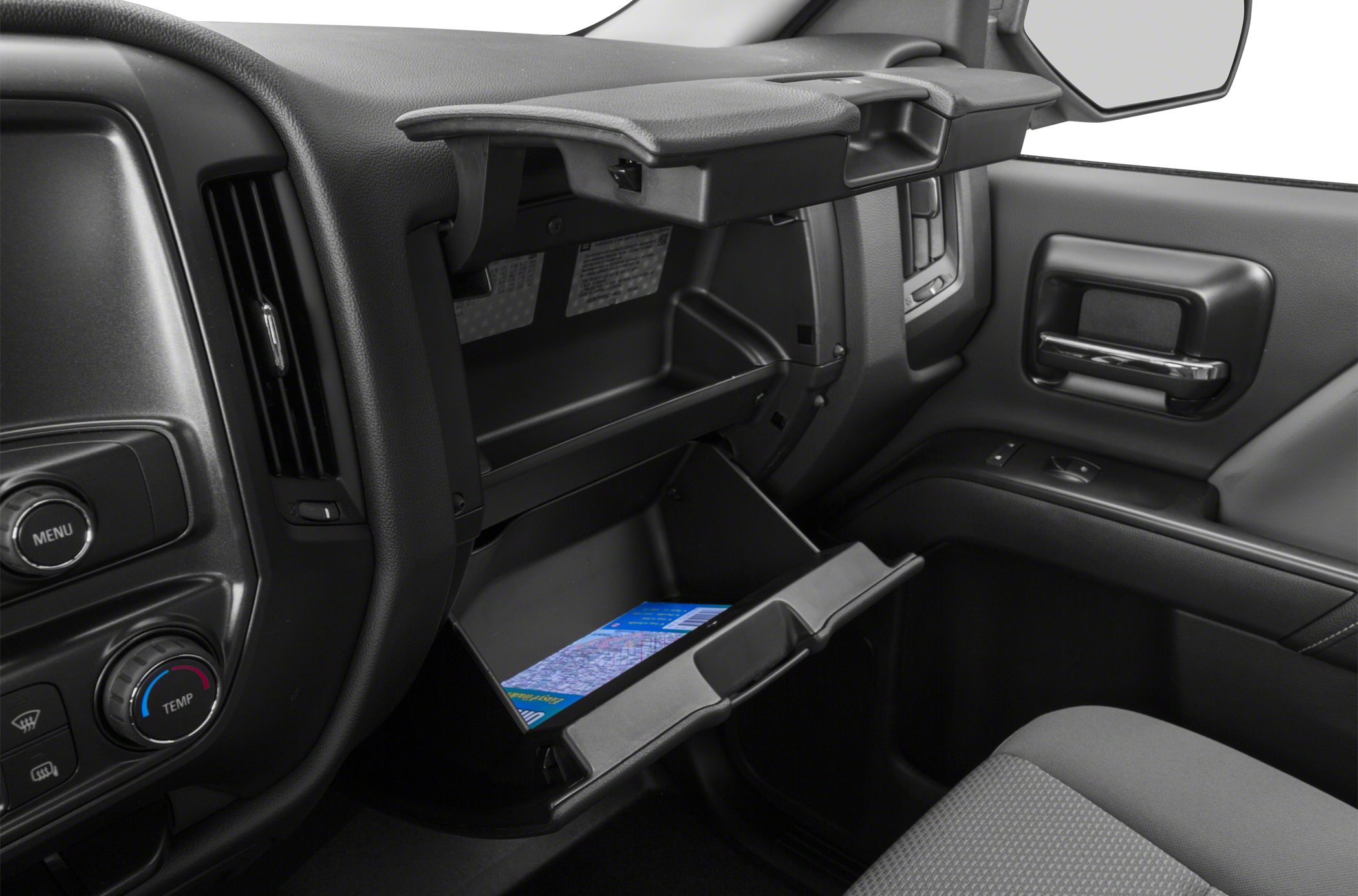 Dual glove box compartments with dashboard controls