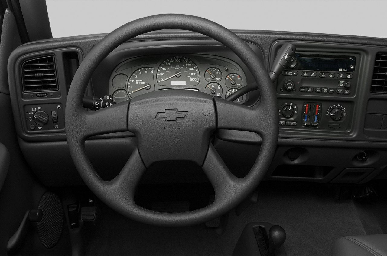 Dashboard and steering wheel with gauges and controls