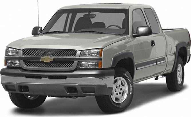 Front and side view of a light gray pickup truck with crew cab and dual headlights