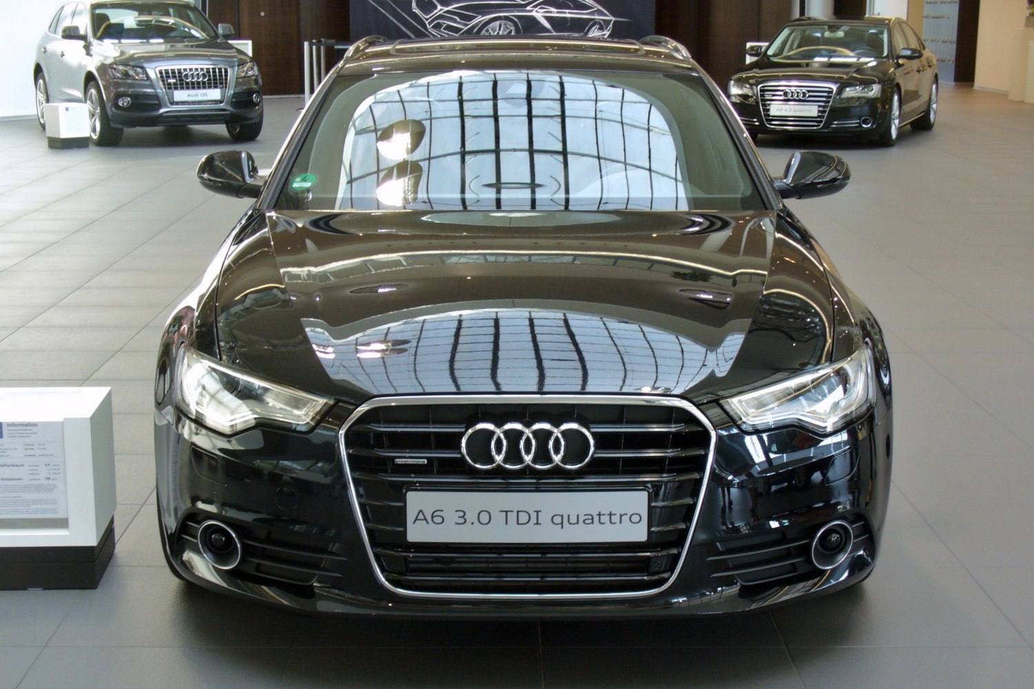 Front view of Audi 3.0 TDI quattro with signature grille and headlights