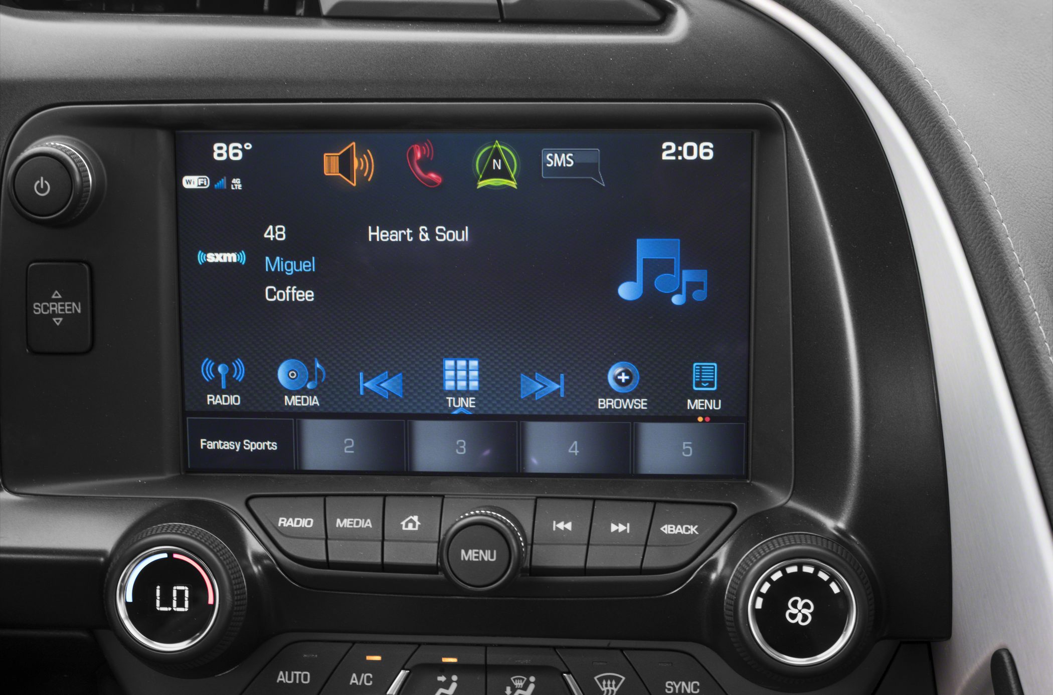 Touchscreen infotainment system and climate controls