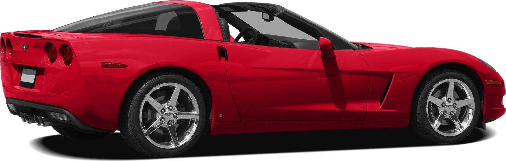 Red sports coupe with round taillights and chrome five-spoke wheels