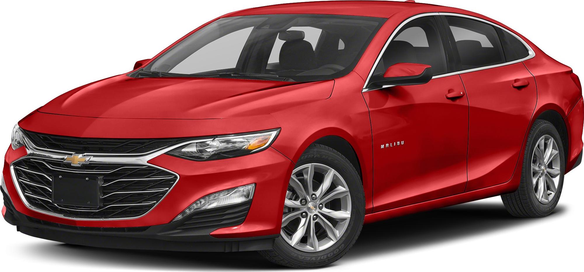 Red sedan front view with distinctive grille, headlights, and alloy wheels