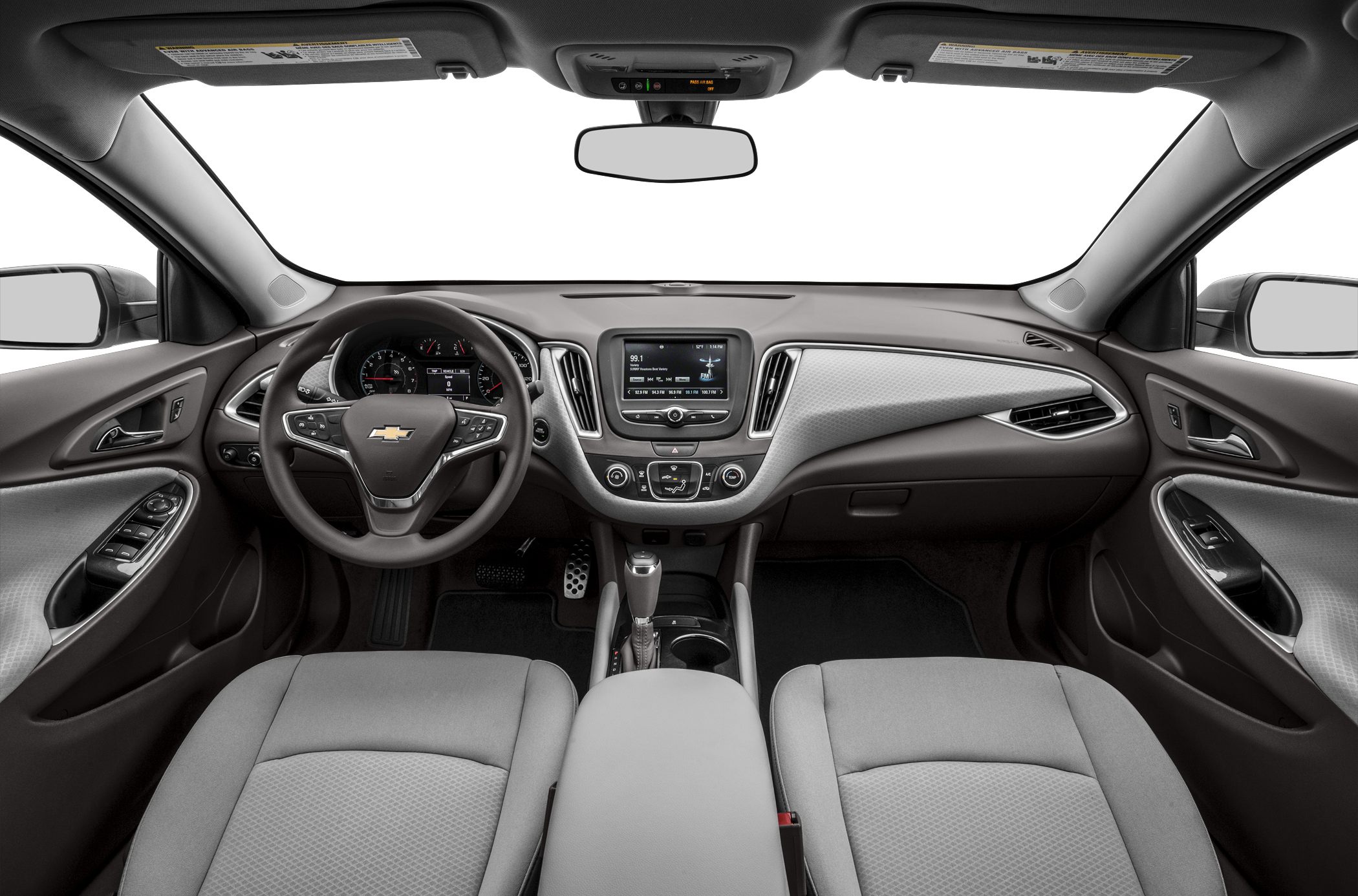 Modern dashboard with touchscreen and multifunction steering wheel