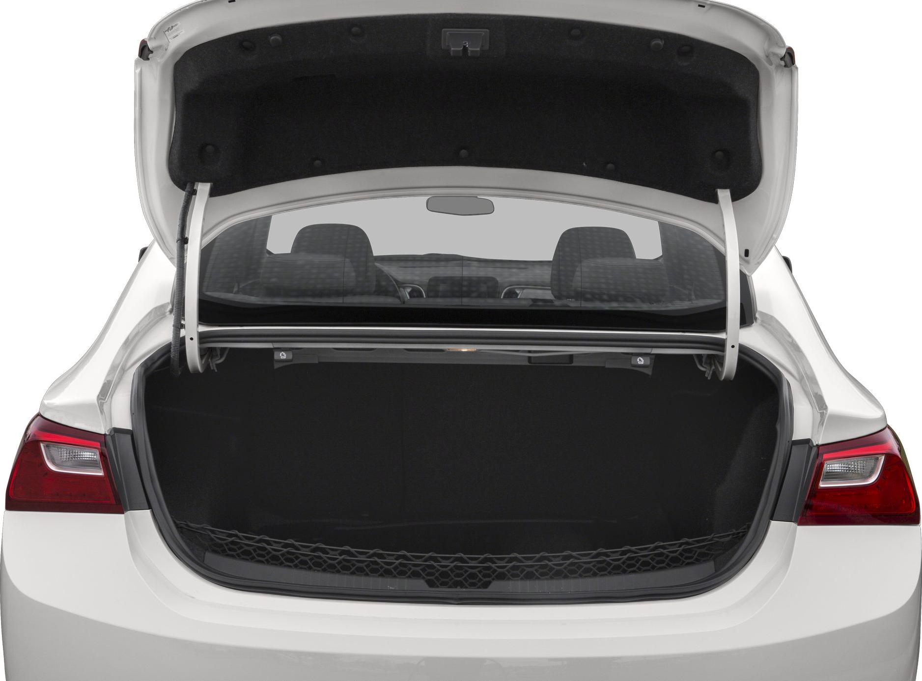 Open trunk with cargo net and rear seats visible