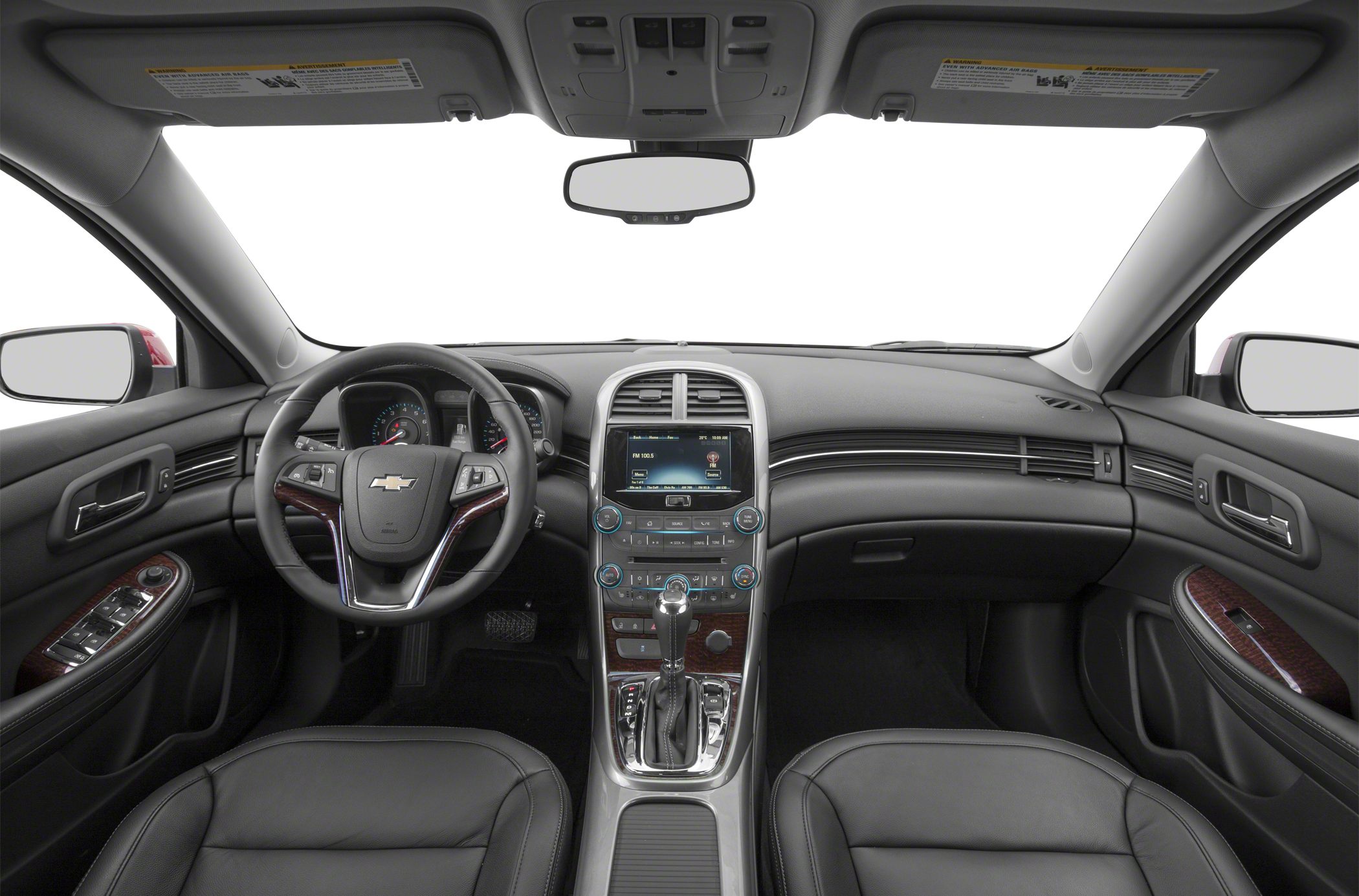 Dashboard, center console, and steering wheel interior view