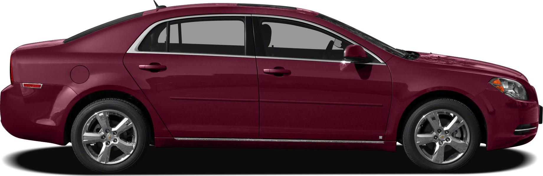 Side profile of mid-size sedan with chrome window trim and alloy wheels
