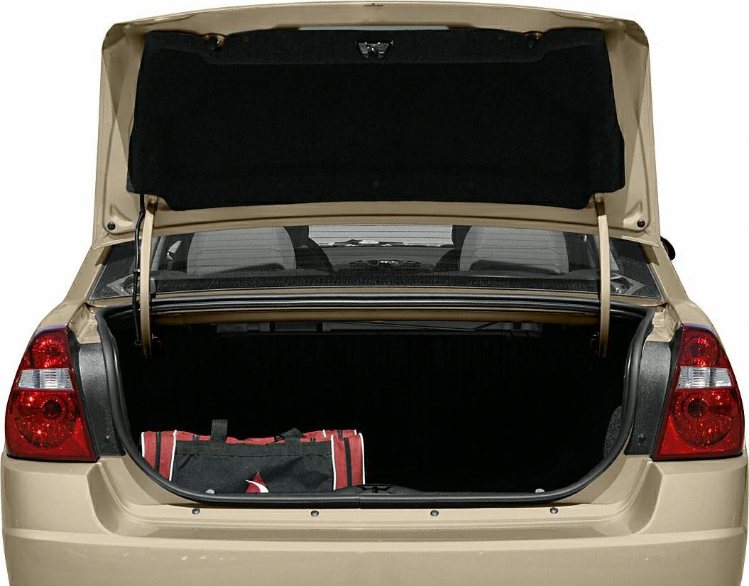 Open trunk with visible rear taillights and cargo space