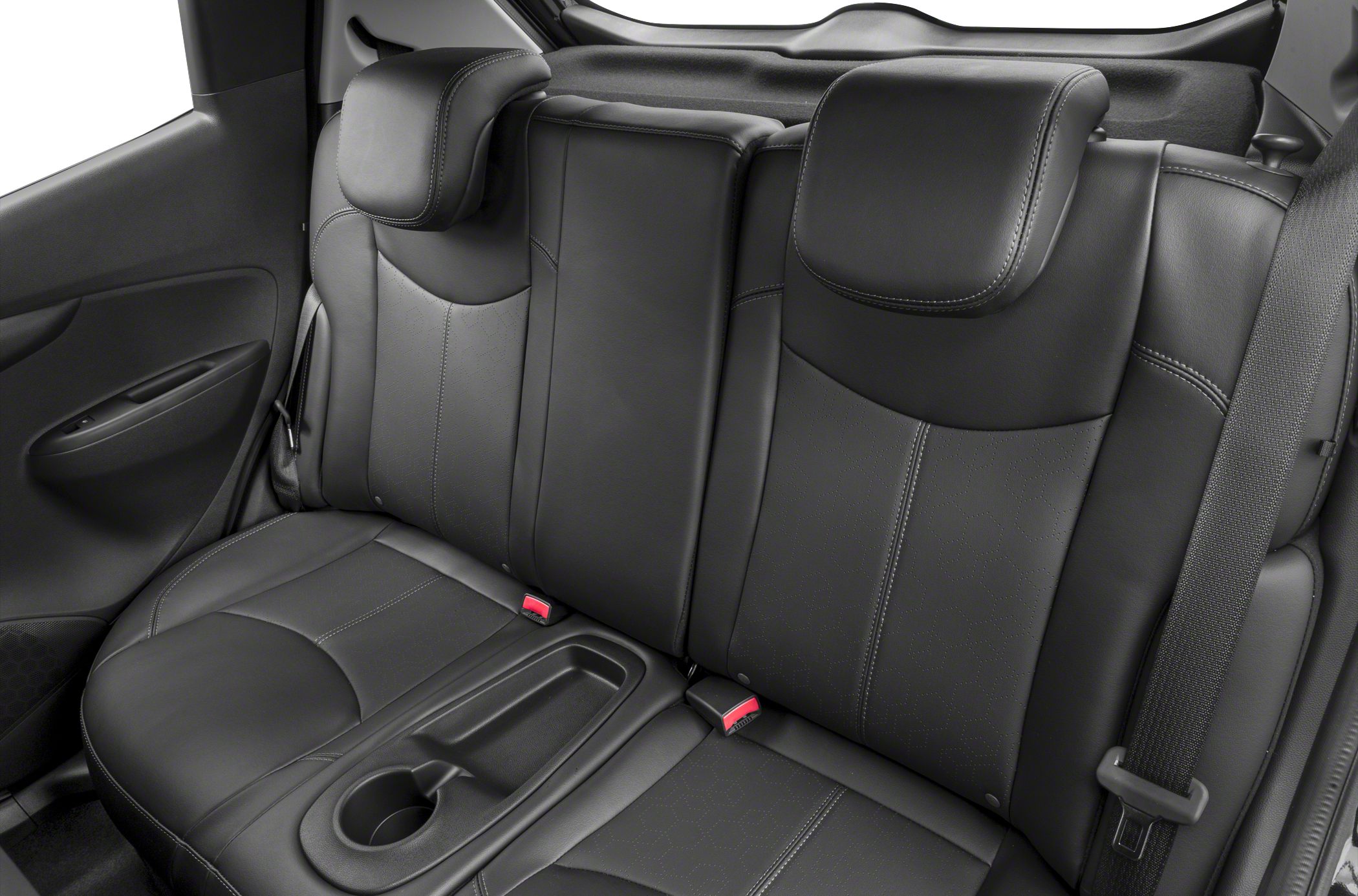 Black leather rear seats with center armrest and cup holder