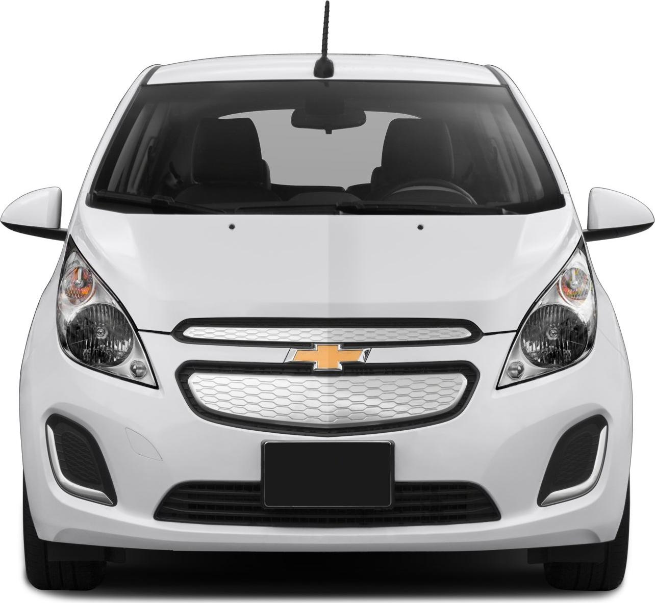 Front view of compact electric vehicle with distinctive grille and headlights