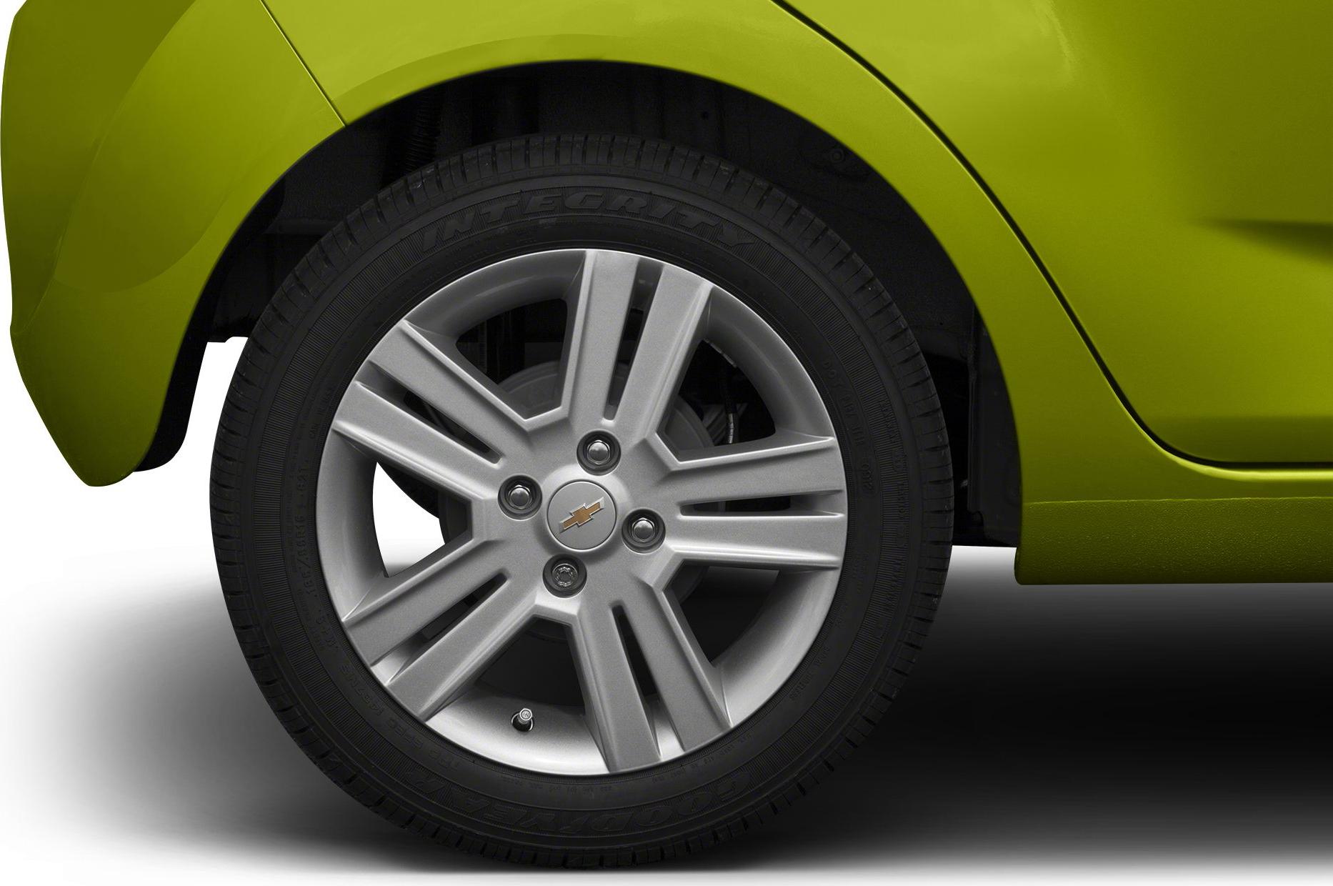 Close-up of alloy wheel and tire on a subcompact vehicle
