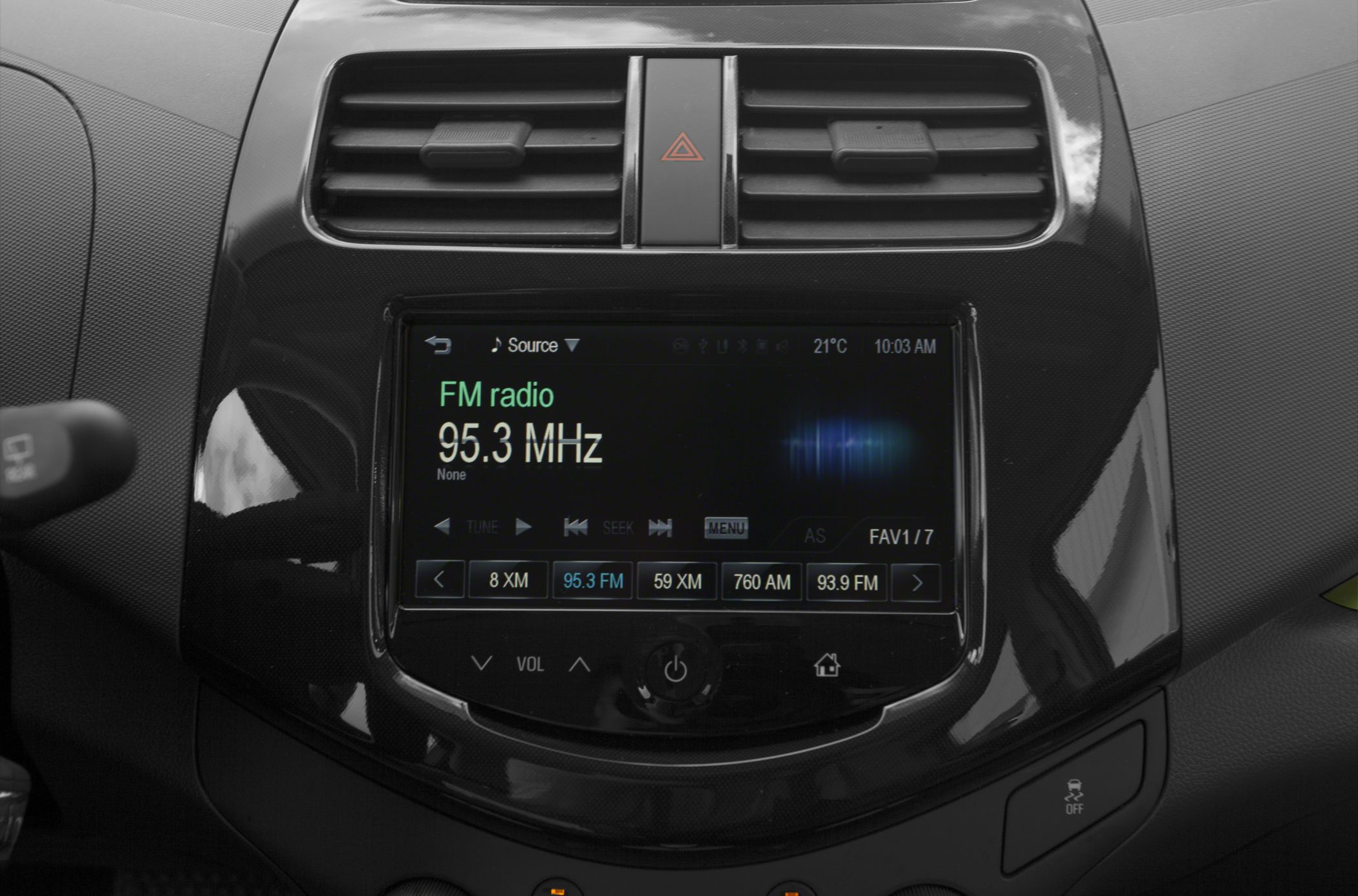Car infotainment touchscreen and dashboard air vents