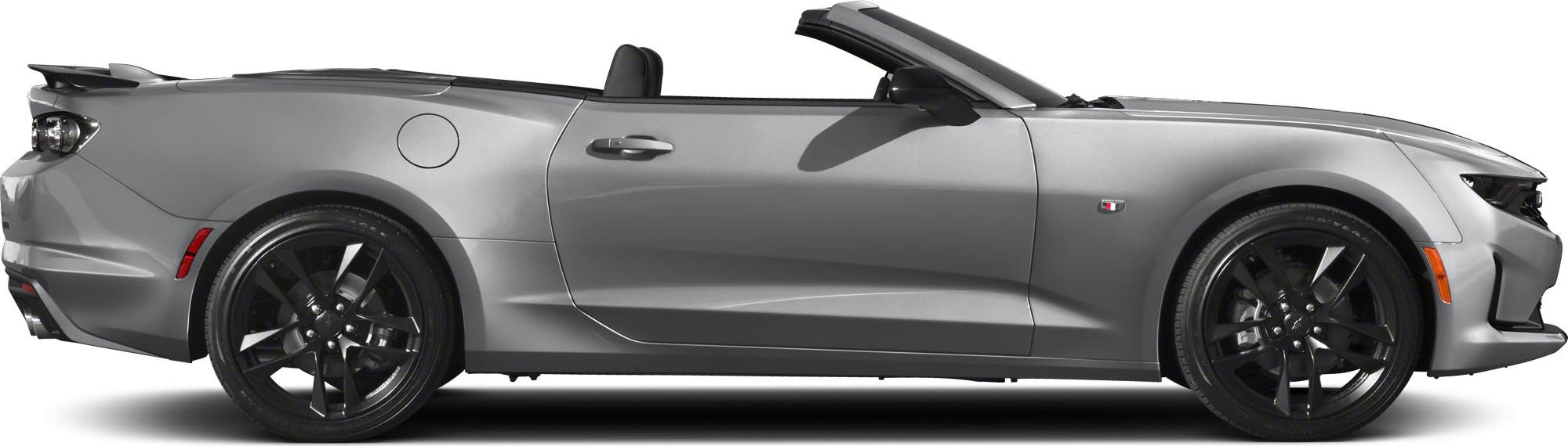 Side profile of a sleek convertible with black alloy wheels