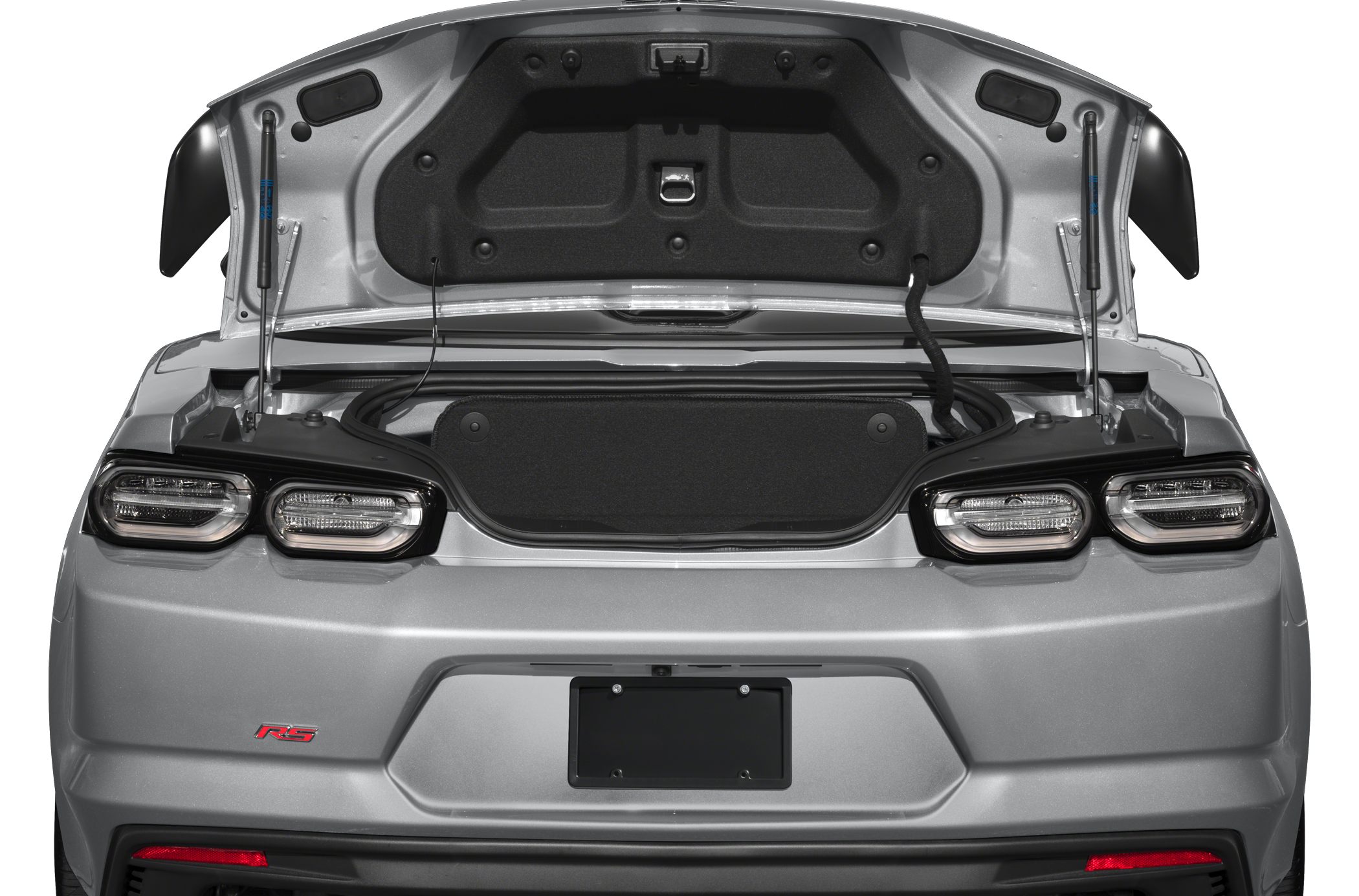 Rear trunk open with dual LED tail lights and RS badge