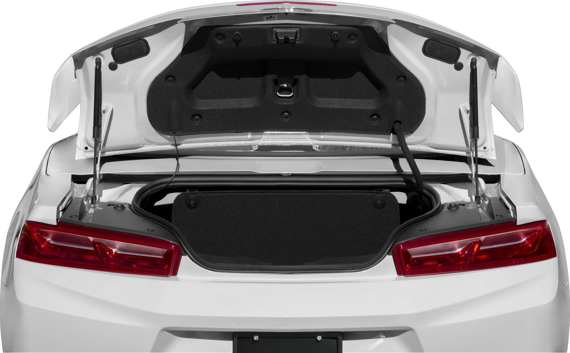 Open trunk with visible storage space and taillights