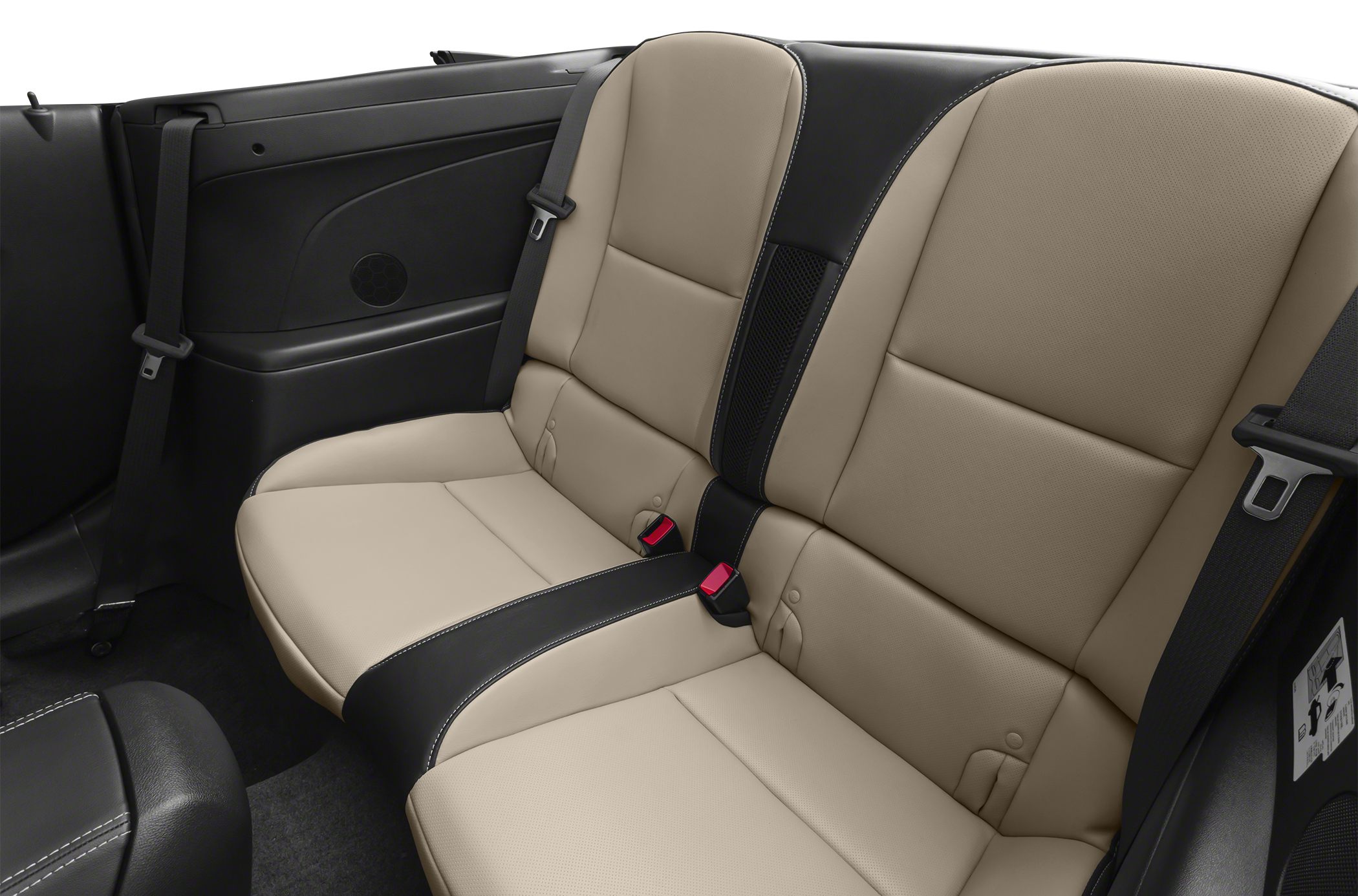 Convertible rear seat with beige and black leather upholstery