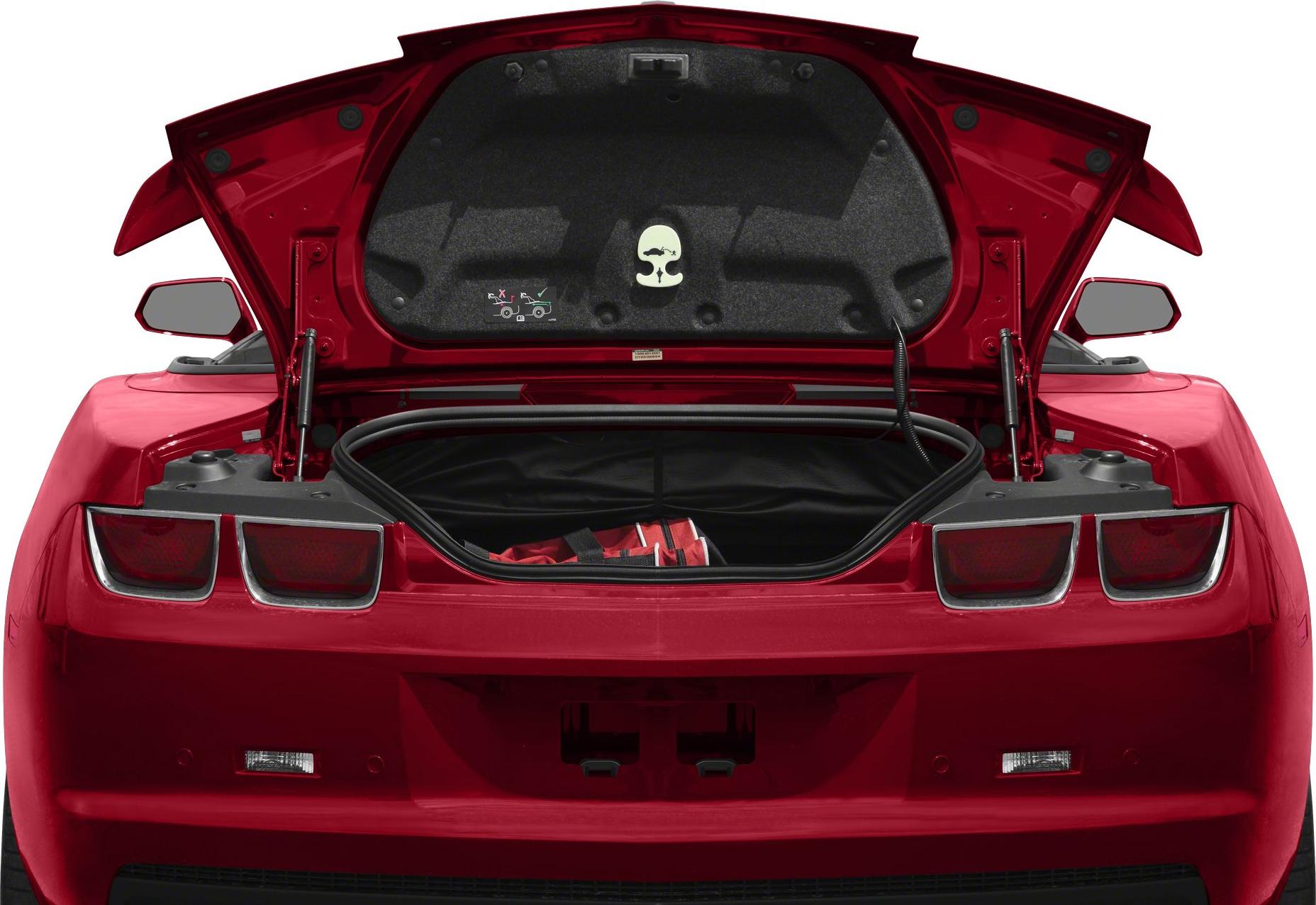 Open rear trunk with taillights and trunk interior