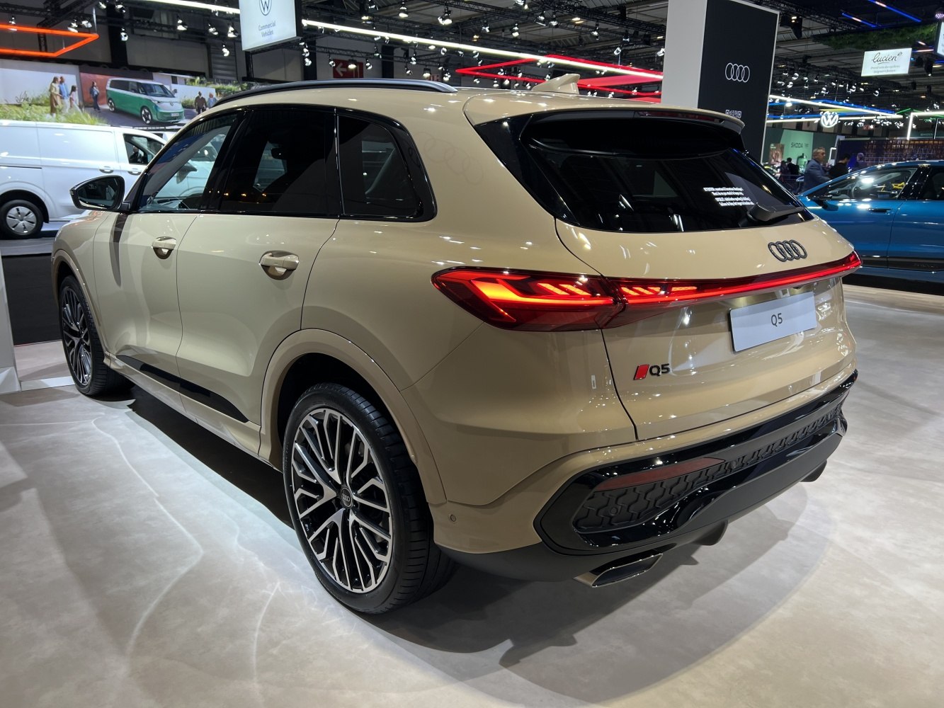 LED tail lights and alloy wheels on beige SUV rear
