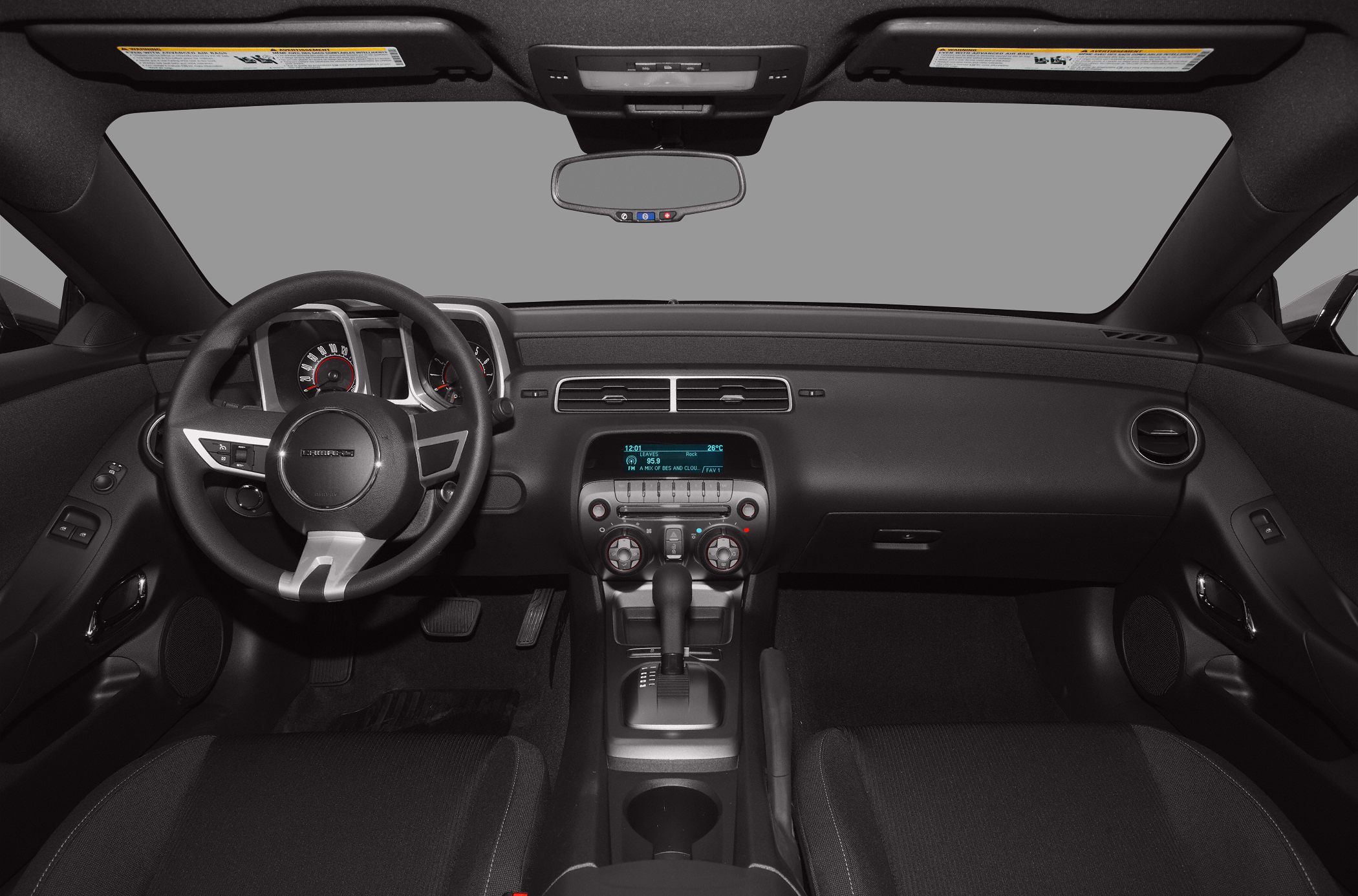 Dashboard and steering wheel with center console controls