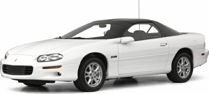 White coupe with black vinyl roof and Z28 badge, 1990s sports design