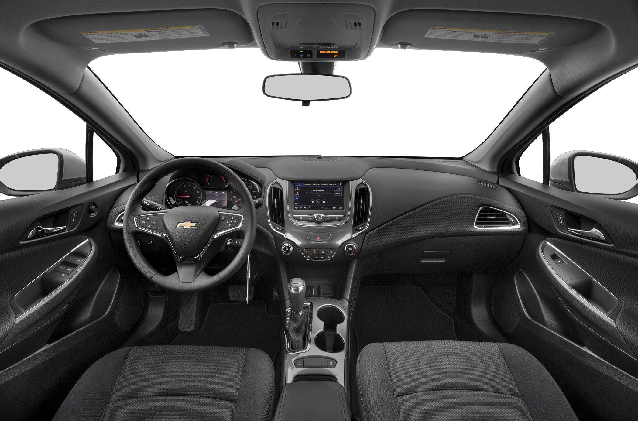 Interior dashboard and multifunction steering wheel with infotainment system