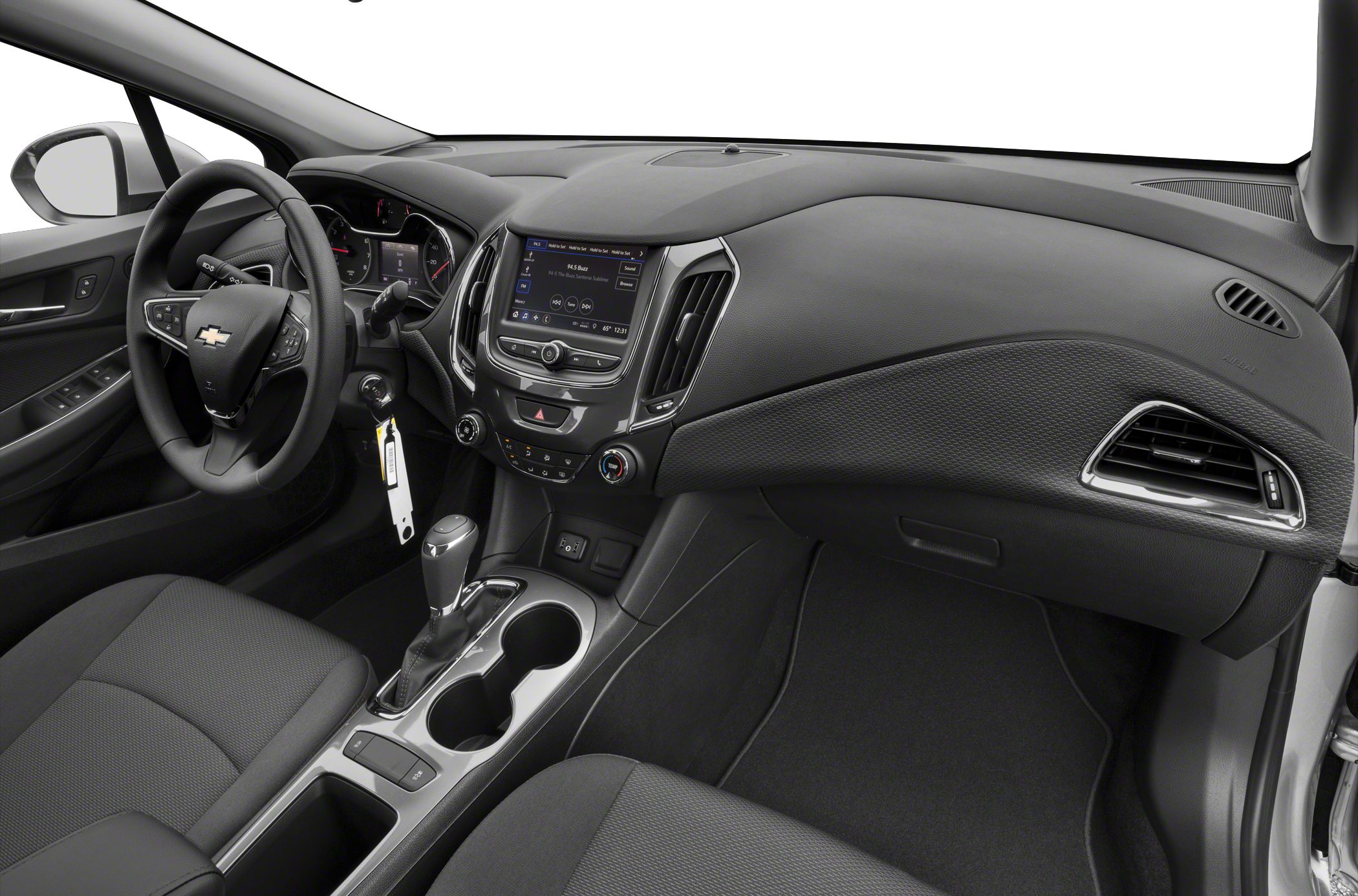 Modern car dashboard with infotainment screen and center console