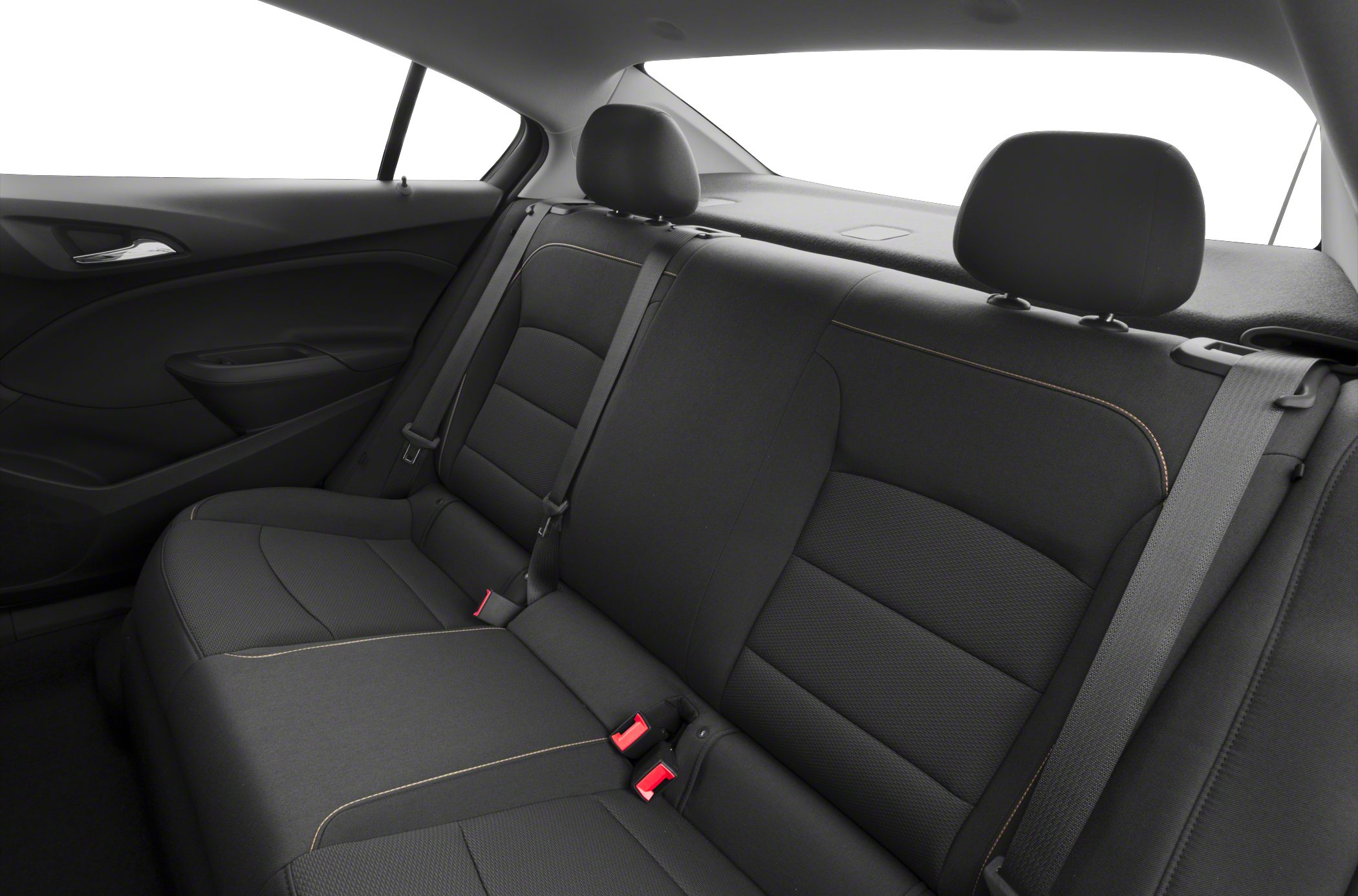 Rear seats with headrests and seat belts in black upholstery