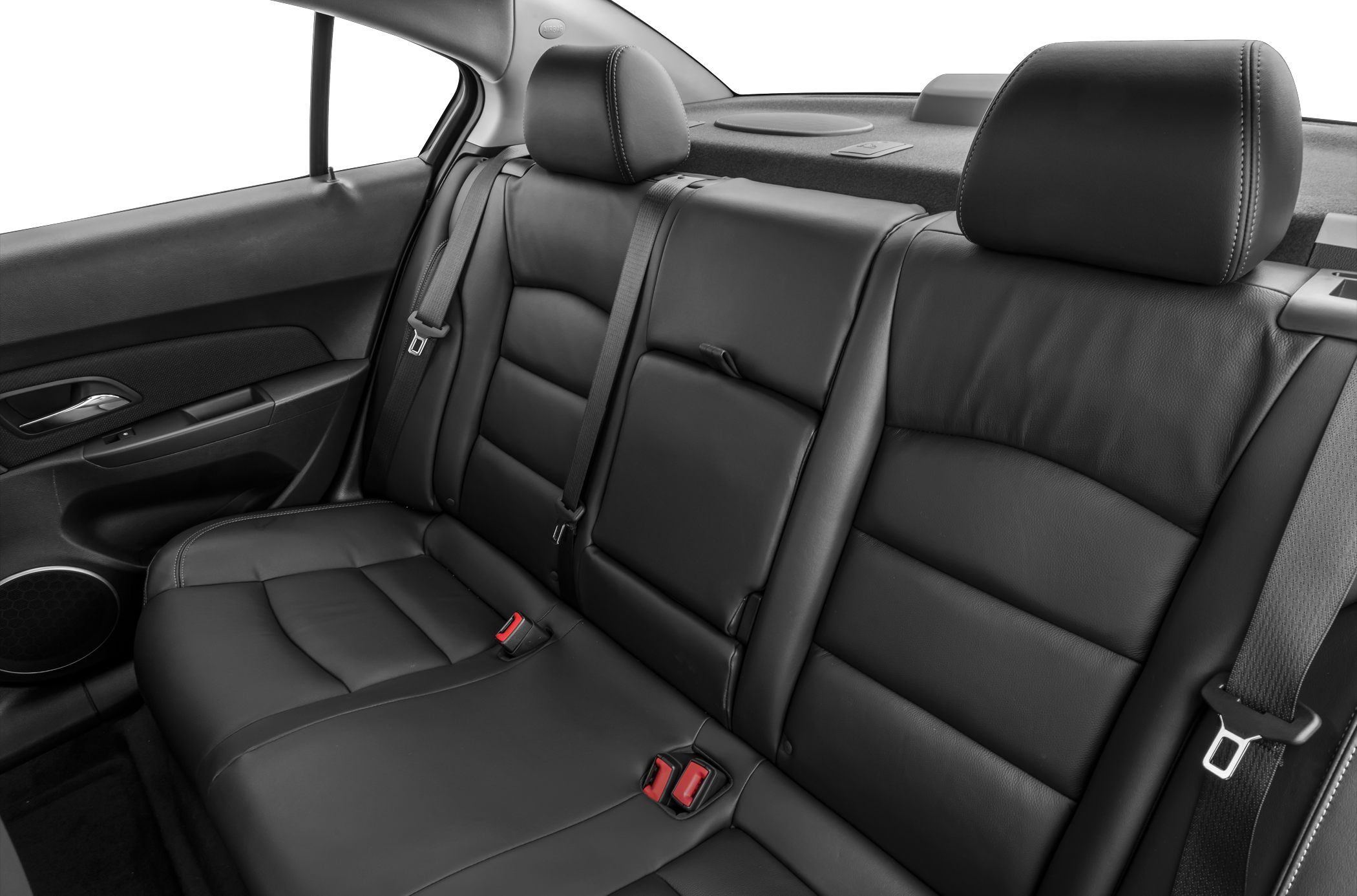 Rear leather seats with headrests and seat belts