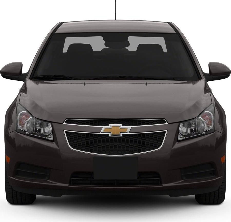 Front view of sedan with prominent grille and paired headlights