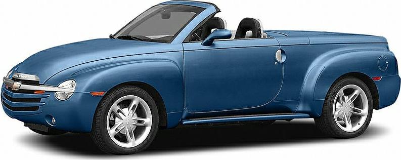 Blue convertible retro pickup truck with chrome alloy wheels side view