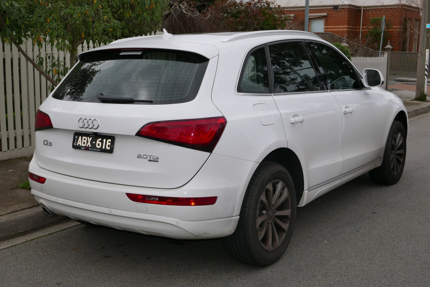 Rear view of SUV with distinct tail lights and rear design