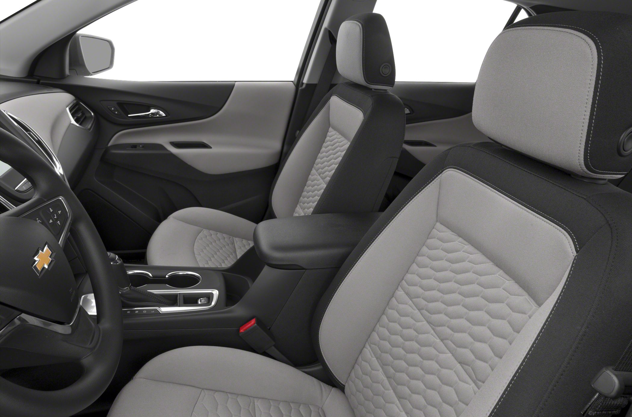Two-tone quilted front seats and center console with armrest