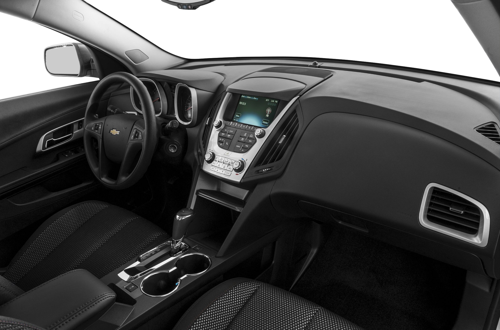 Modern dashboard and multifunction steering wheel with center console controls