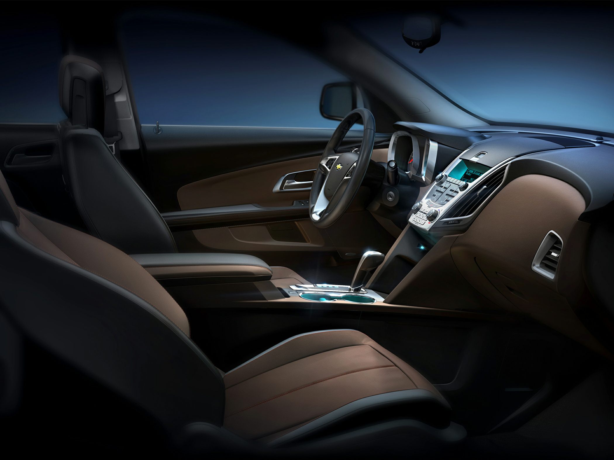 Modern car interior with dashboard and seating