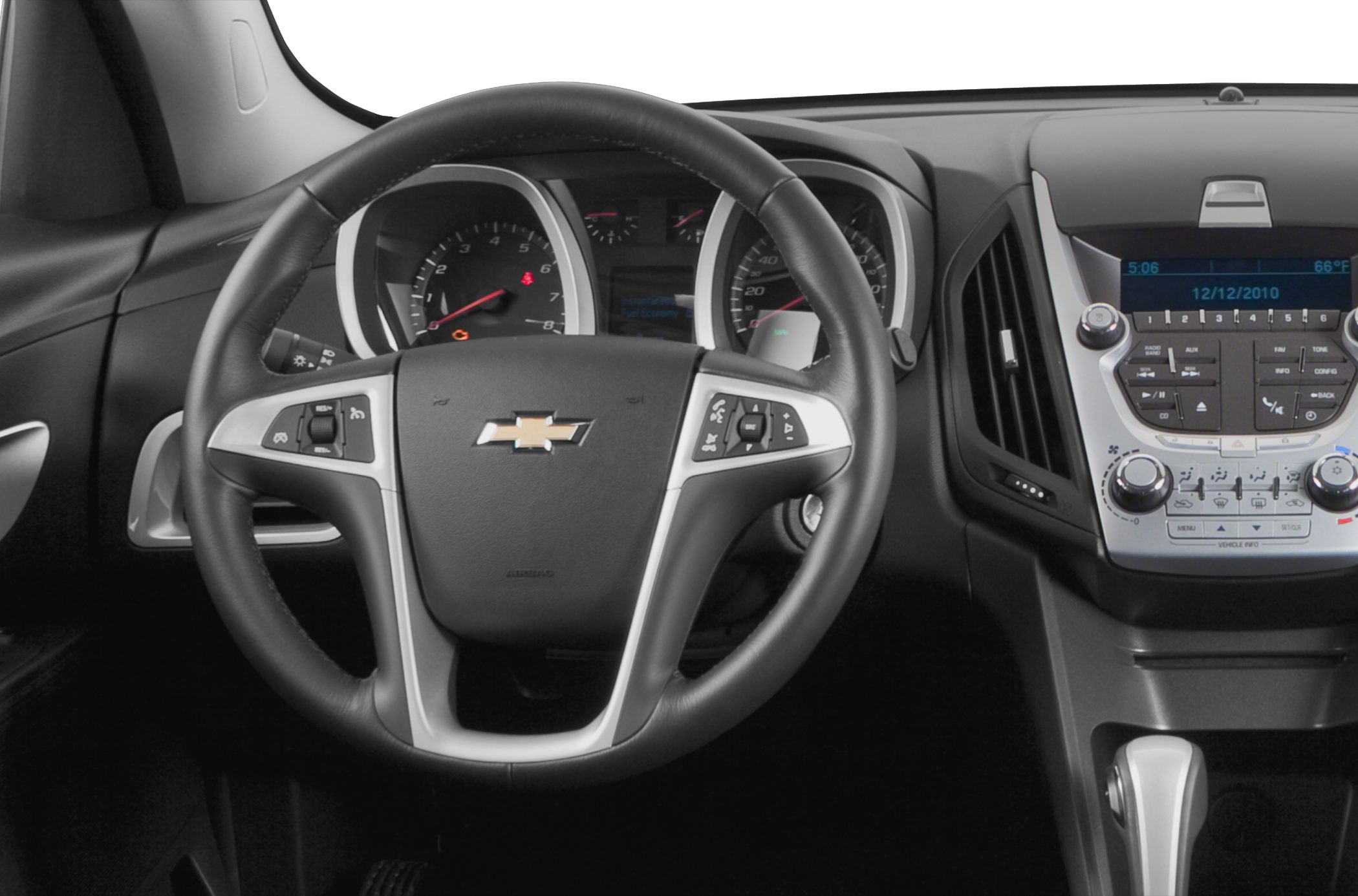 Steering wheel with controls and dashboard instrument cluster