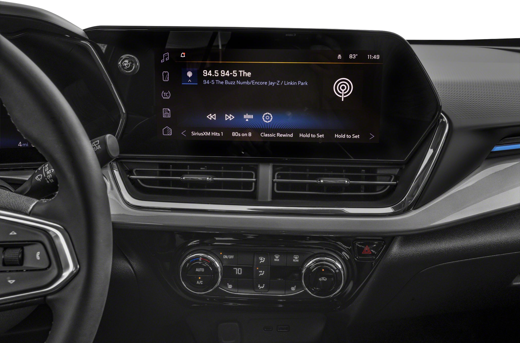 Infotainment touchscreen and climate control panel