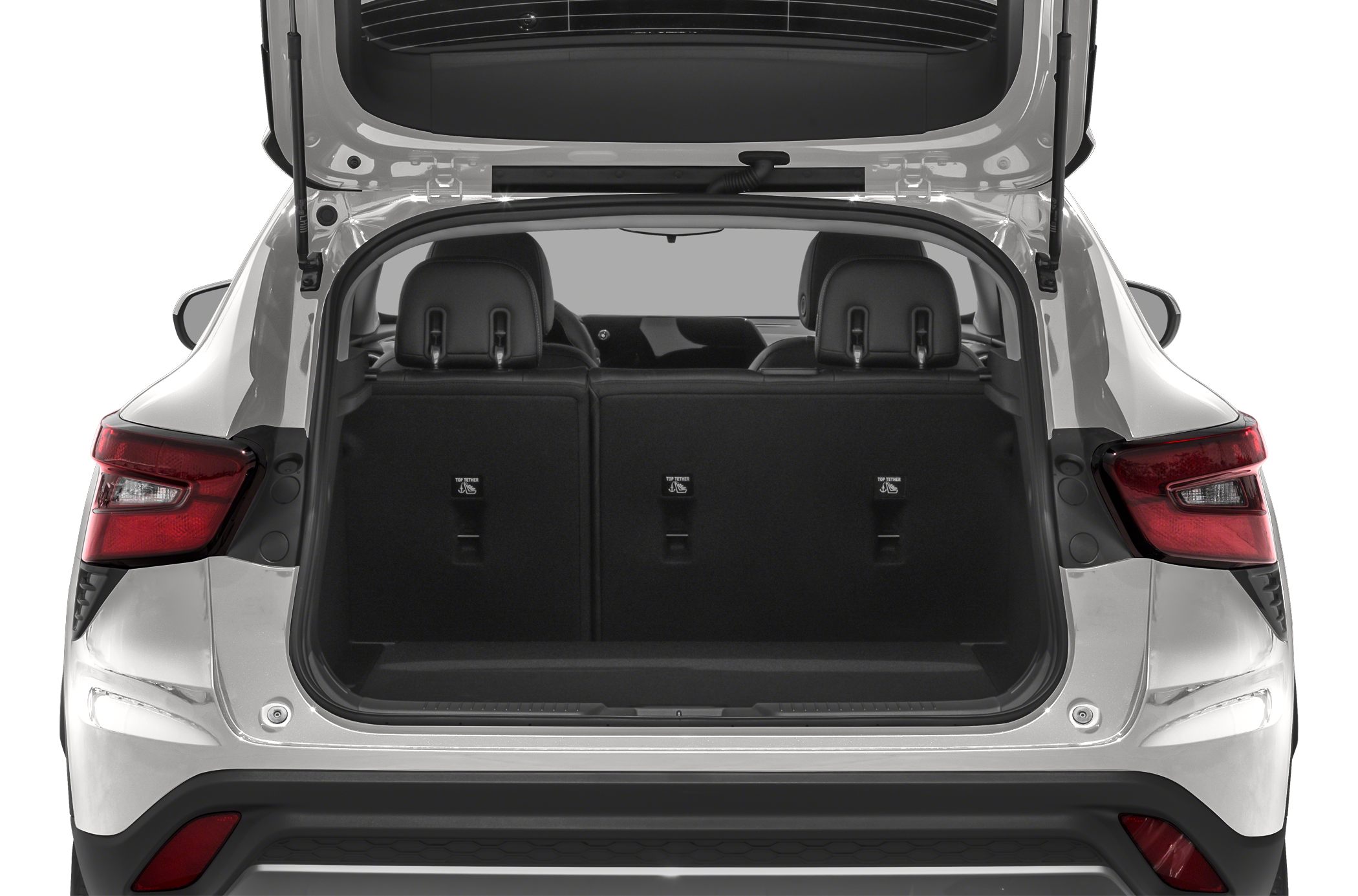 Rear open trunk with visible cargo space and back seats