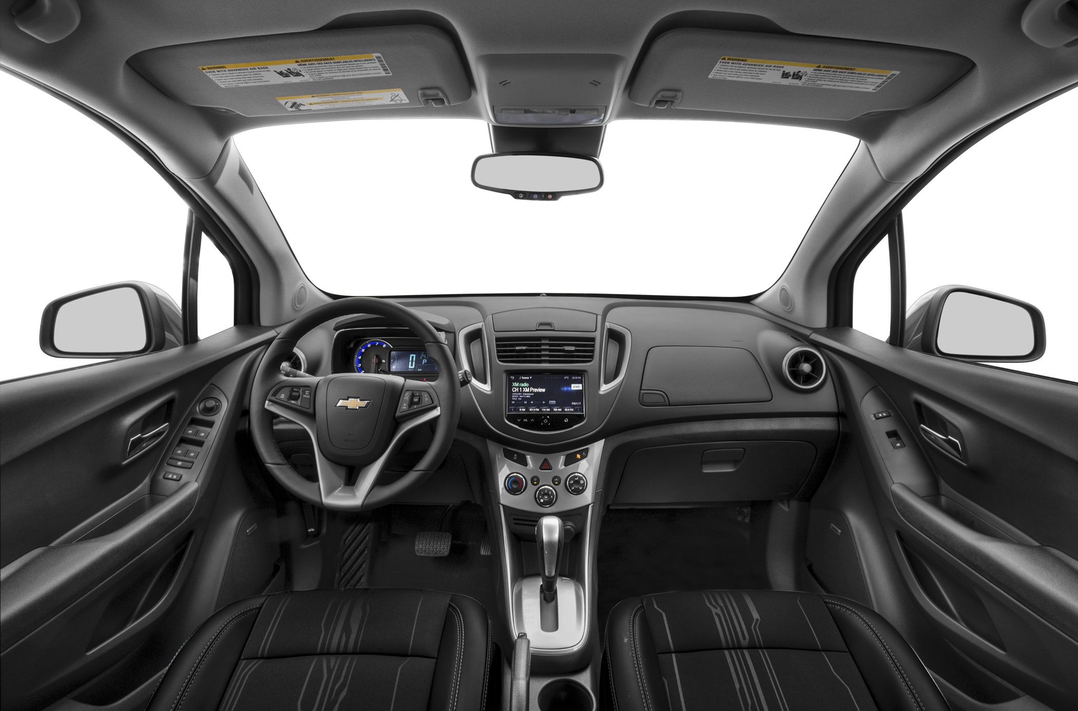 Modern dashboard and steering wheel with digital instrument cluster