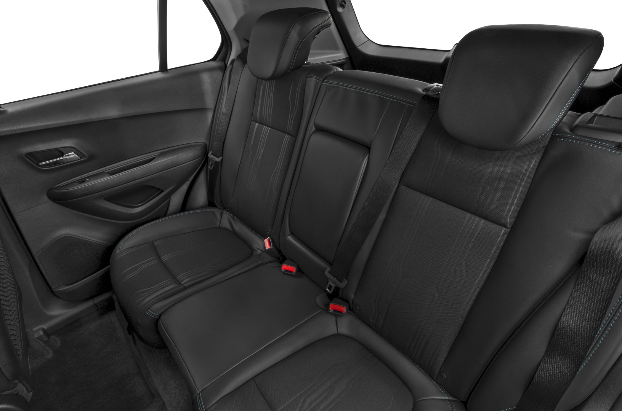 Black rear seats with upholstery and seat belts