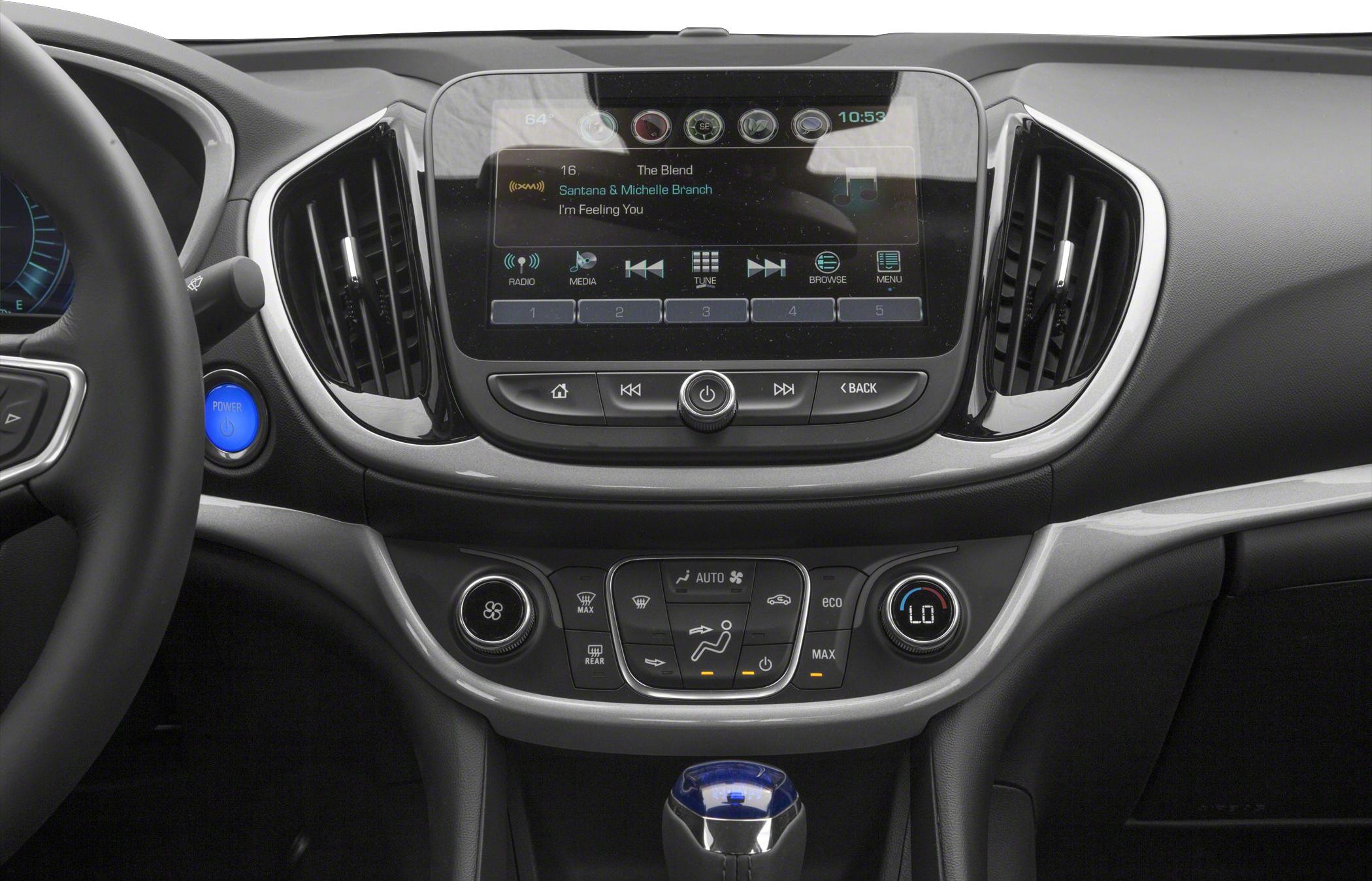 Touchscreen infotainment and climate control panel in car interior